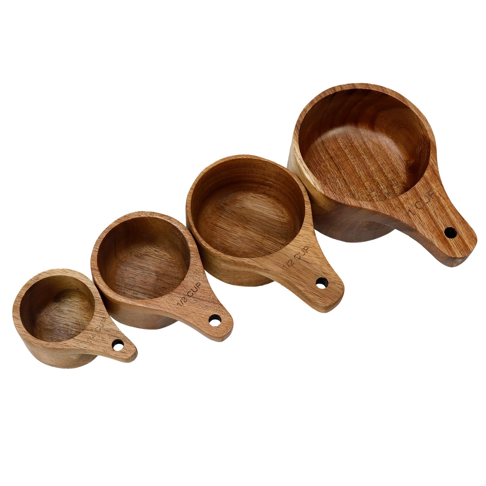 Mewutal 4Pcs/Set Wooden Measuring Cup And Measuring Spoon Kit For Baking Cooking Spice Coffee Tea Milk Powder