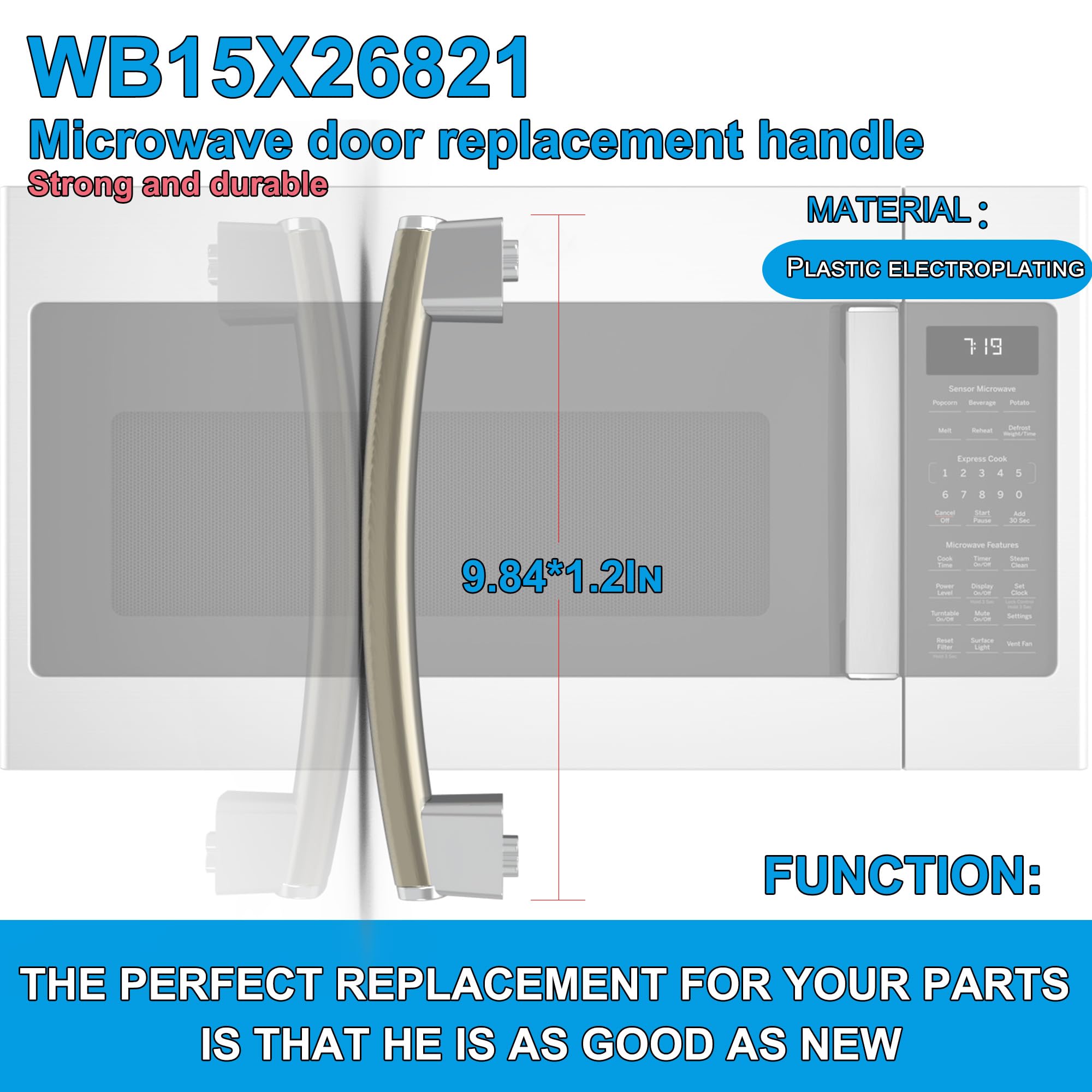 Upgraded Wb15X26821 Ge Microwave Door Handle Replacement, General Electric Microwave Parts,Compatible With Jvm6175Sk2Ss Jvm7195S