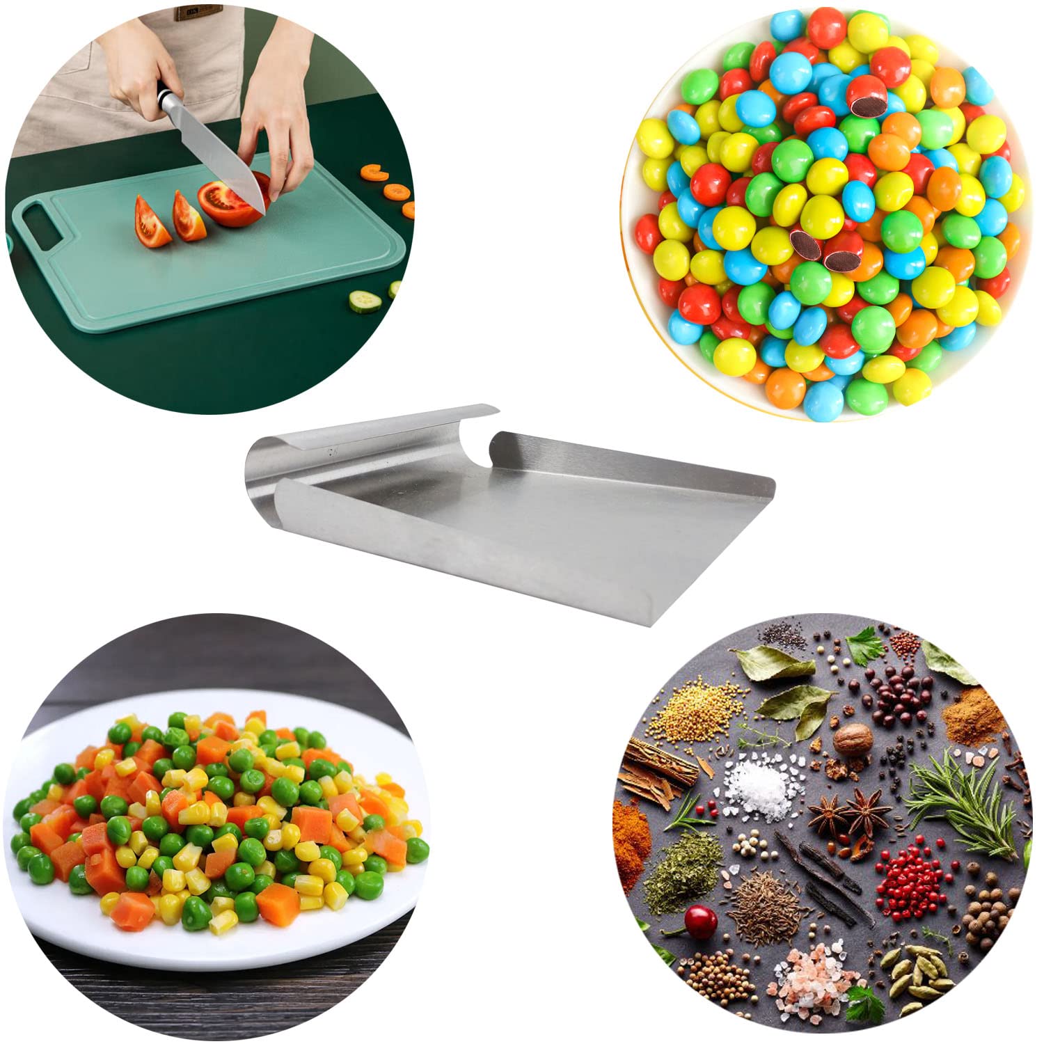 Proshopping Stainless Steel Scooper For Food, Large One-Piece Cast Square Food Scoop With Sides, 5.9 Inch Metal Ice Scooper, Cut
