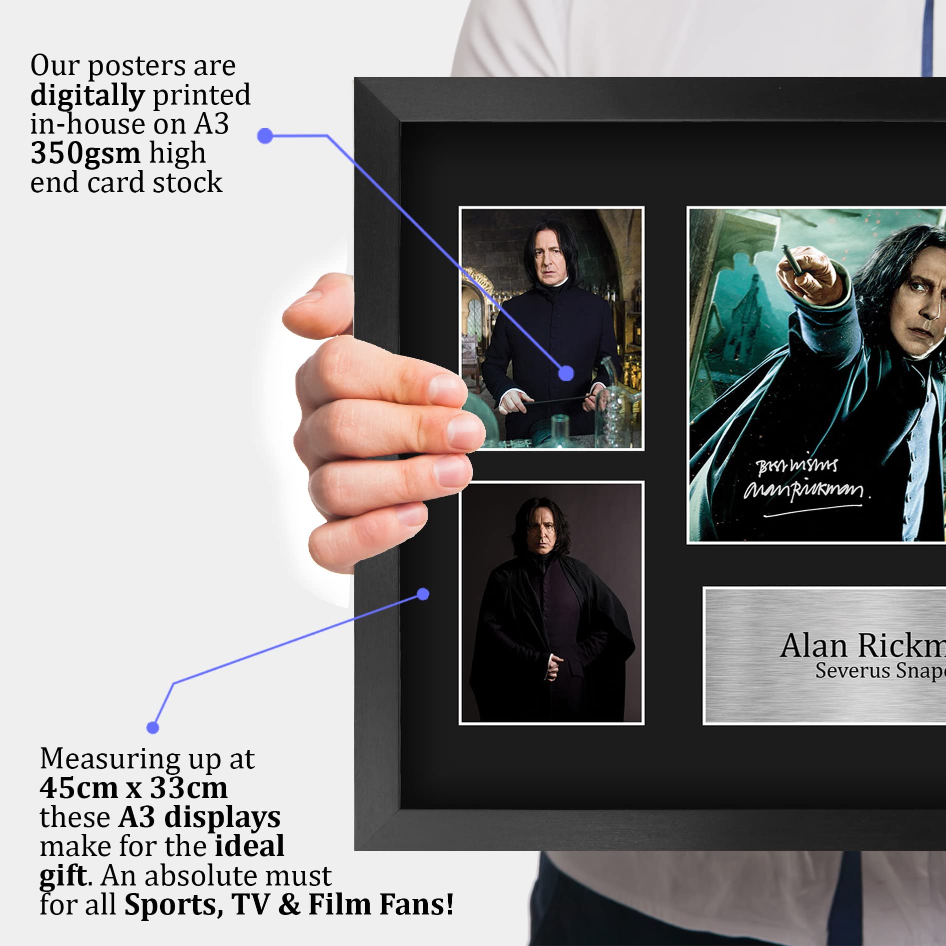 HWC Trading Alan Rickman Harry Potter Severus Snape Autographed 16x12 Framed Display - Movie Memorabilia for Fans