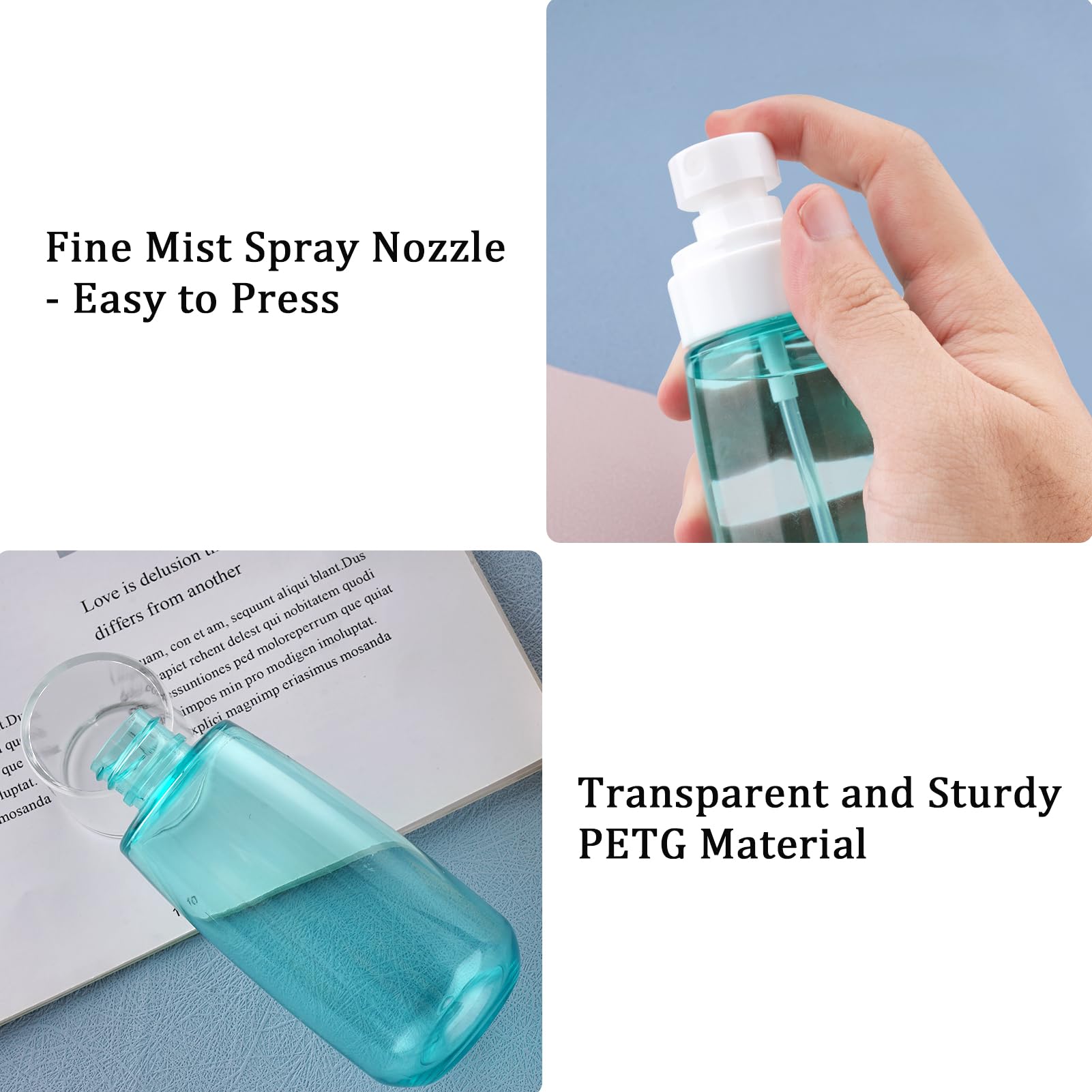 Cosywell Spray Bottle For Hair Tsa Approved 3.4Oz 100Ml 3 Pack Leak Proof Travel Spray Bottle Empty Refillable Small Spray Bottl