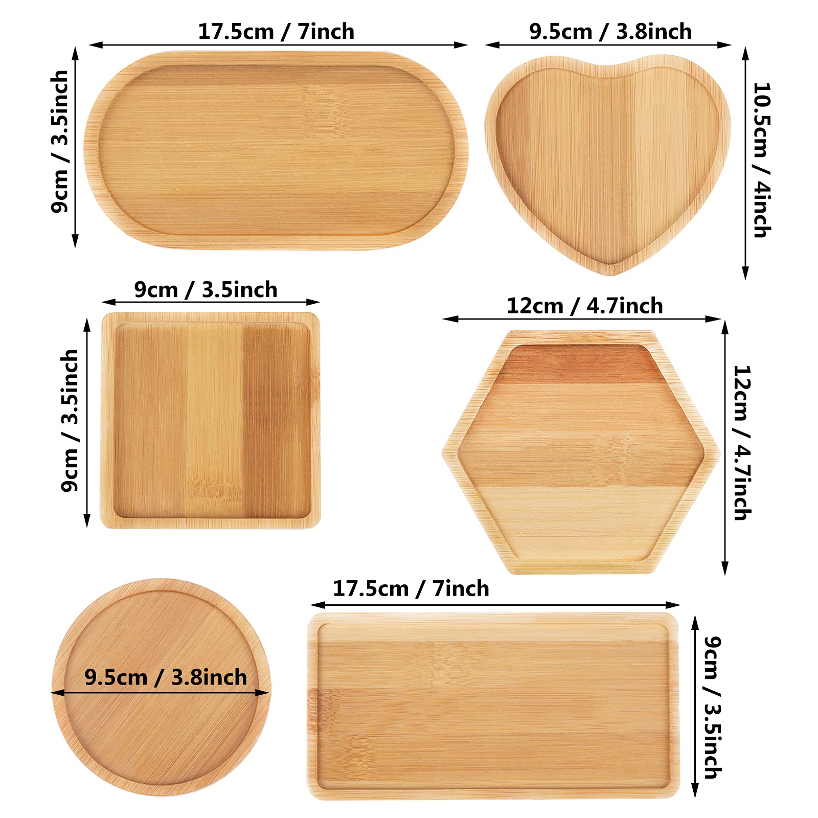 Diy Mosaic Bamboo Coasters, Blank Base Trays, Drinking Cup Coaster, Plant Coaster, Art Plate (6 Pack, Mosaic Tiles Not Included)