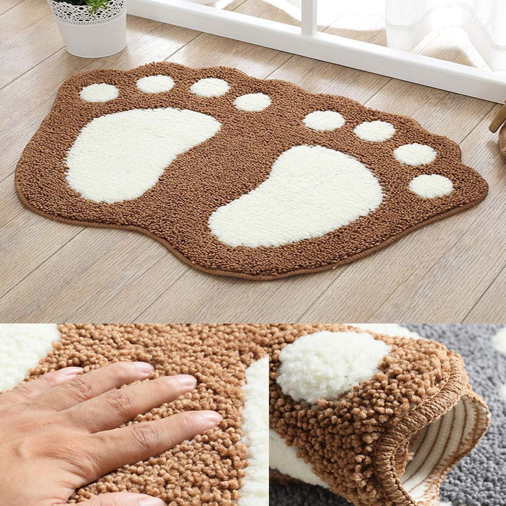 Topchances Bathroom Rug Mat, Non Slip Big Feet Bath Mat Water Absorbent Bath Rug,Microfiber Doormat Toilet Bath Carpet For Doorm
