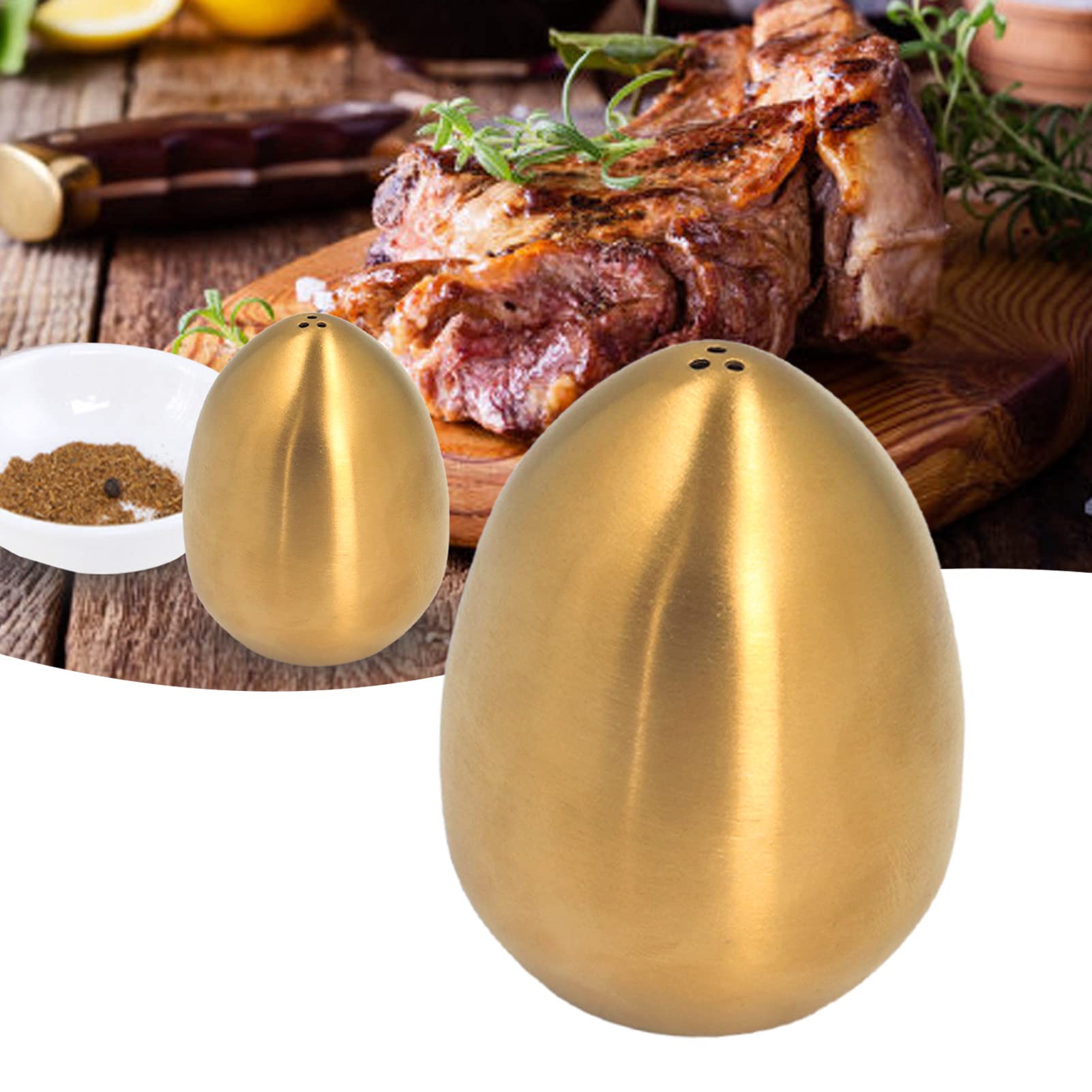Spice Shaker, Stainless Steel Egg Shaped Spice Jar Pepper Shaker For Home And Kitchen Utensils(Gold)