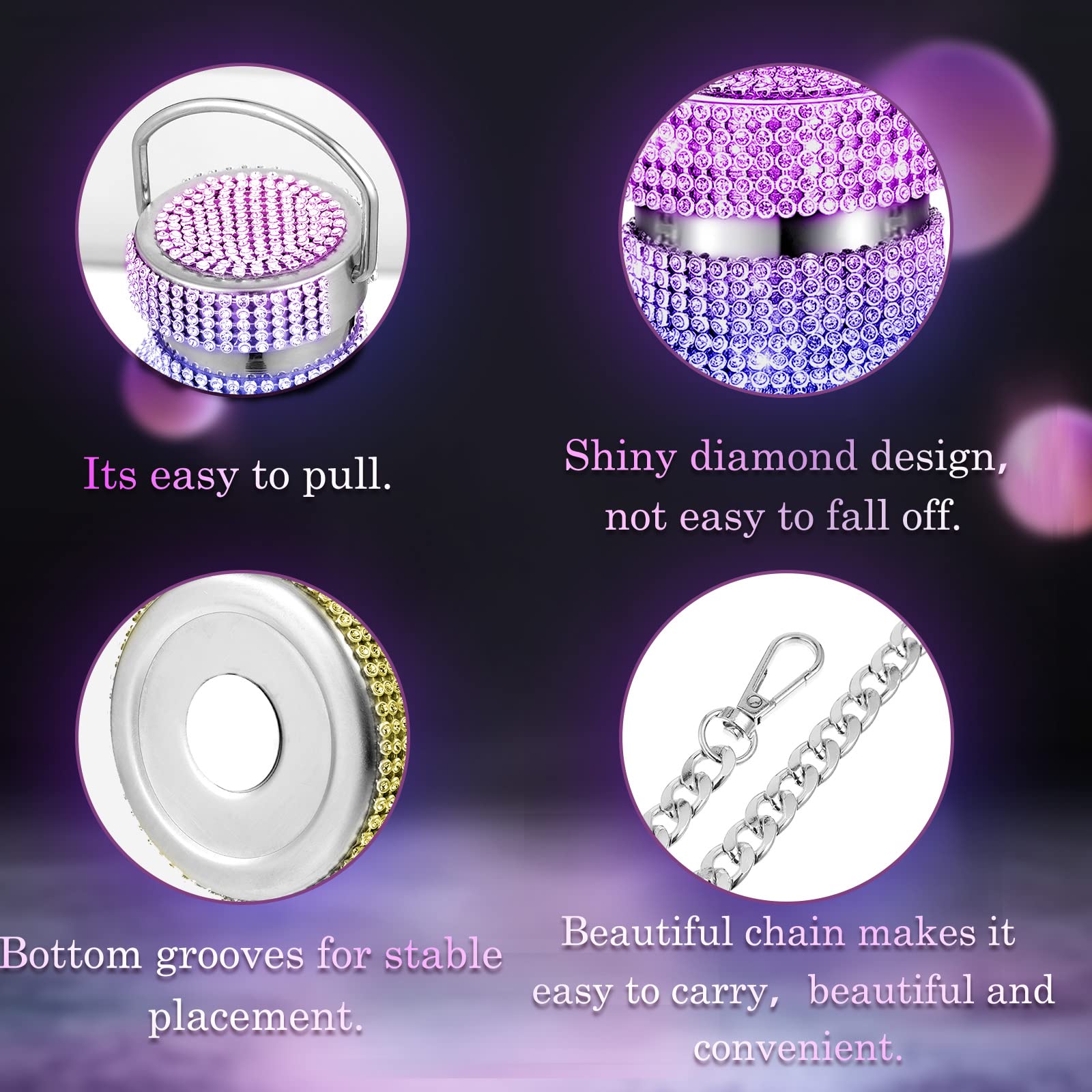 Diamond Insulated Water Bottle Bling Rhinestone Stainless Steel Refillable Glitter Thermal Bottle With Chain For Women Girls Gif