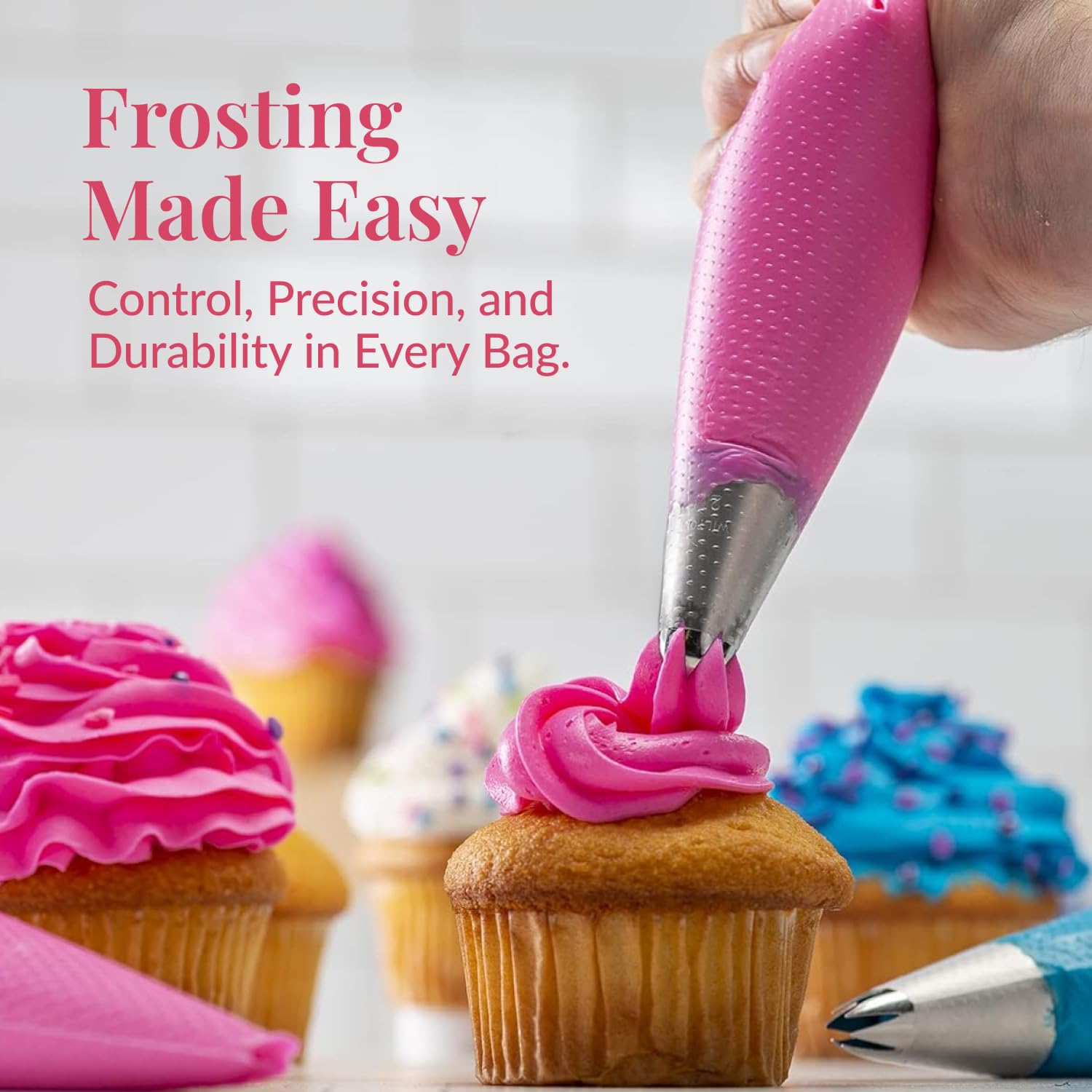 Prestee 200 Pieces Anti Burst Piping Bags - 12 Inch  Pastry Bags  Icing Piping Bags  Tipless Piping Bags  Icing Bags  Frosting Bags  Piping Bags  Cookie Decorating Supplies
