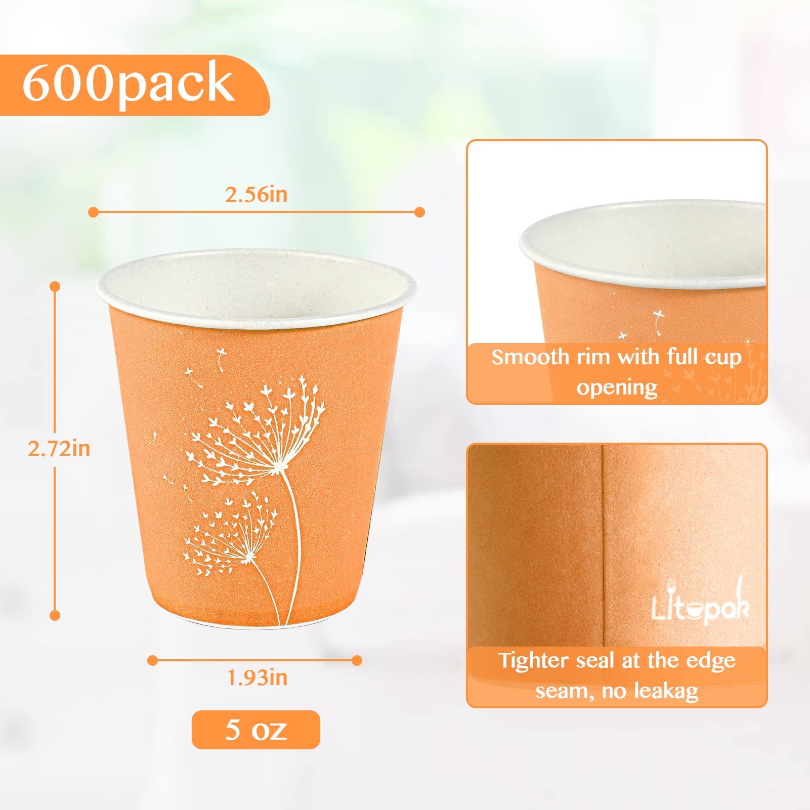 LITOPAK 600 Pack 5oz Disposable Paper Cups  Colorful Disposable Mouthwash Cups  Small Disposable Cups  Mini Paper Cups for Parties  Picnics  Barbecues  Travel and Events.