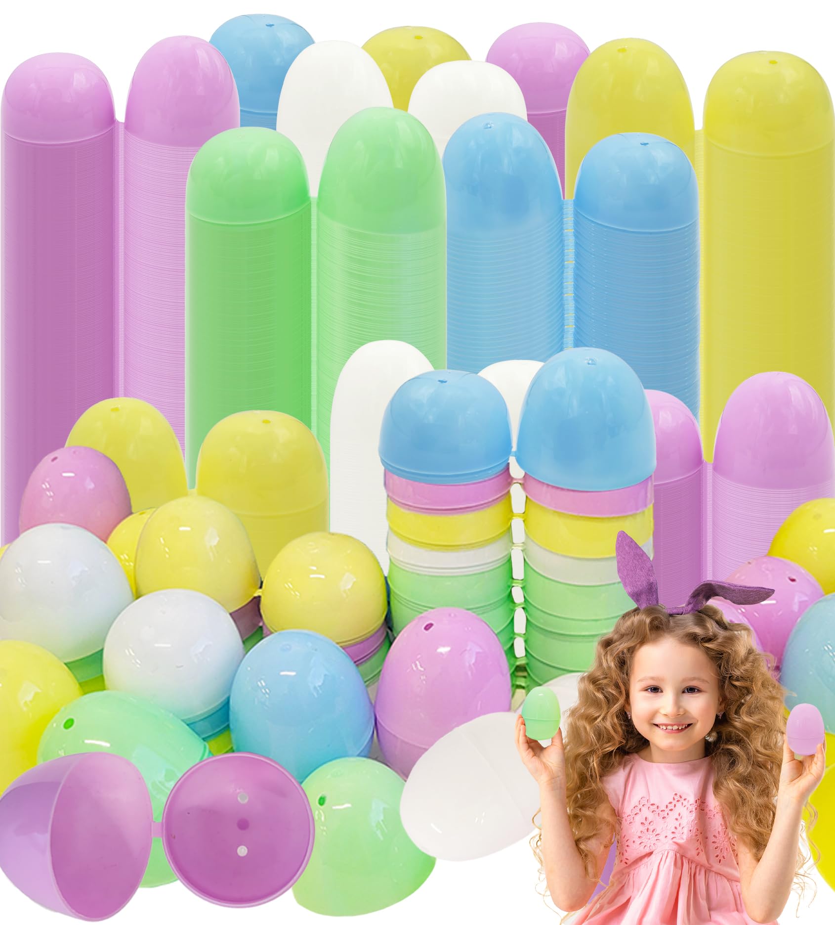 The Dreidel Company Fillable Easter Eggs, Pastel Colorful Bright Plastic Easter Eggs with Hinge, Perfect for Easter Egg Hunt, Su