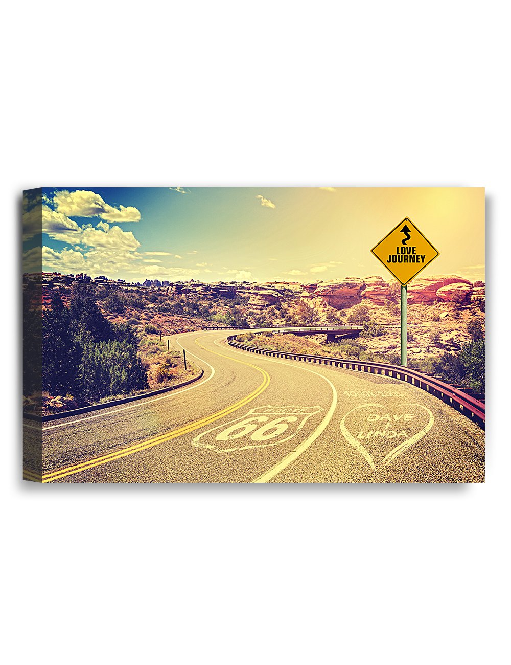 Ipic - Love Journey Personalized Canvas Print Artwork For Romantic Anniversary And Wedding Gifts;18X12