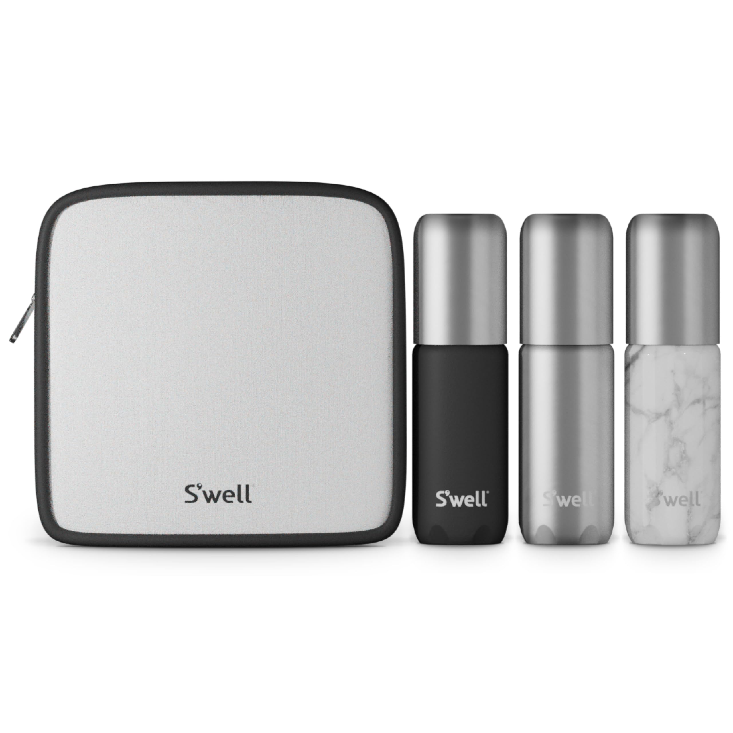 Swell 3.4oz Travel Bottle Set, Includes 3 Lightweight and Recyclable Aluminum Bottles, Leakproof Pumps For Shampoo, Conditioner
