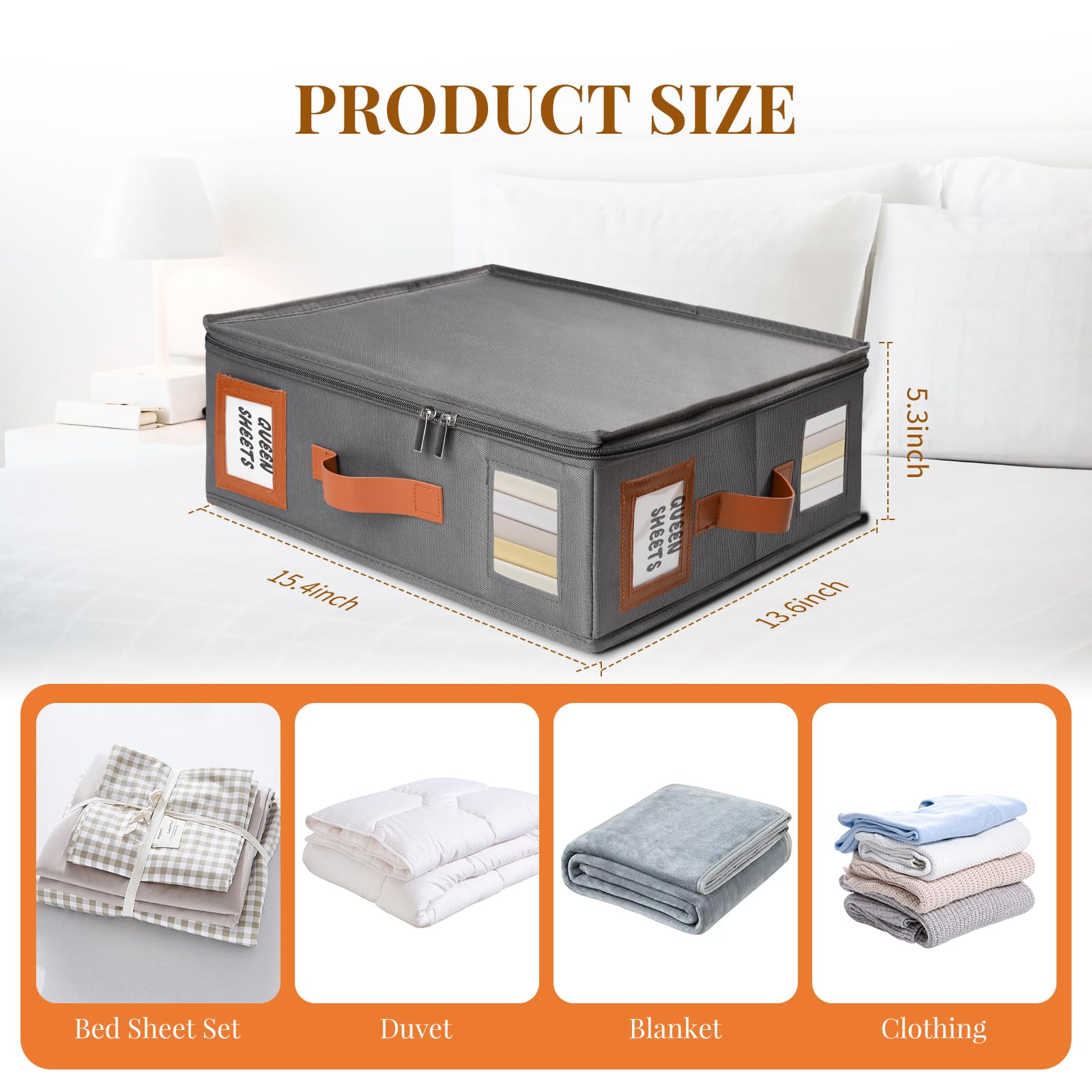 8 Pack Sheet Organizers and Storage (King & Queen Size), Foldable Linen Closet Bed Sheet Organizer with Window, Folding Bedding