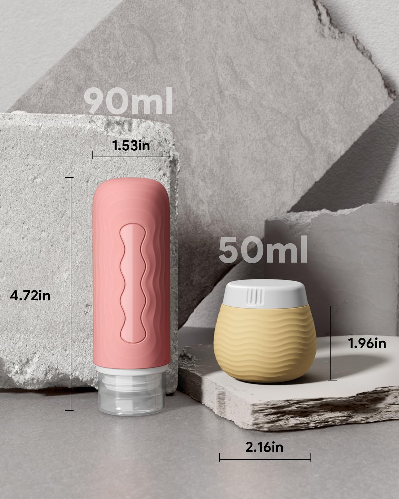 Yinke Travel Containers For Toiletries, Silicone Cream Jars With Clear Bag, Tsa Approved Travel Size Containers, Leak-Proof Trav