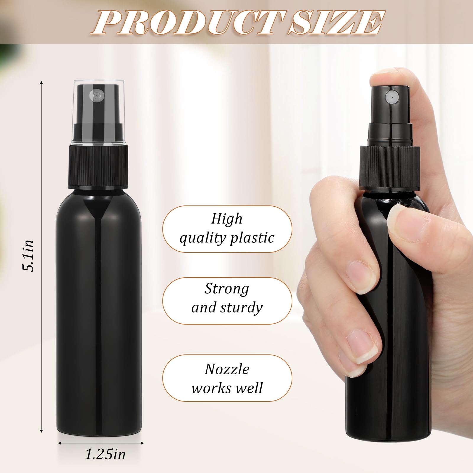Tanlade 100 Pcs 2Oz Small Spray Bottles Refillable Mini Spritzer Clear Empty Plastic Spritz Bottle Refillable Reusable Travel Si