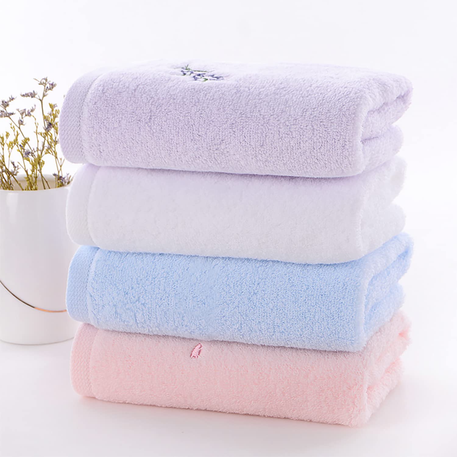 Pidada Hand Towel Set Of 3 Embroidered Floral Pattern 100% Cotton Soft Absorbent Decorative Towel For Bathroom (Pink)