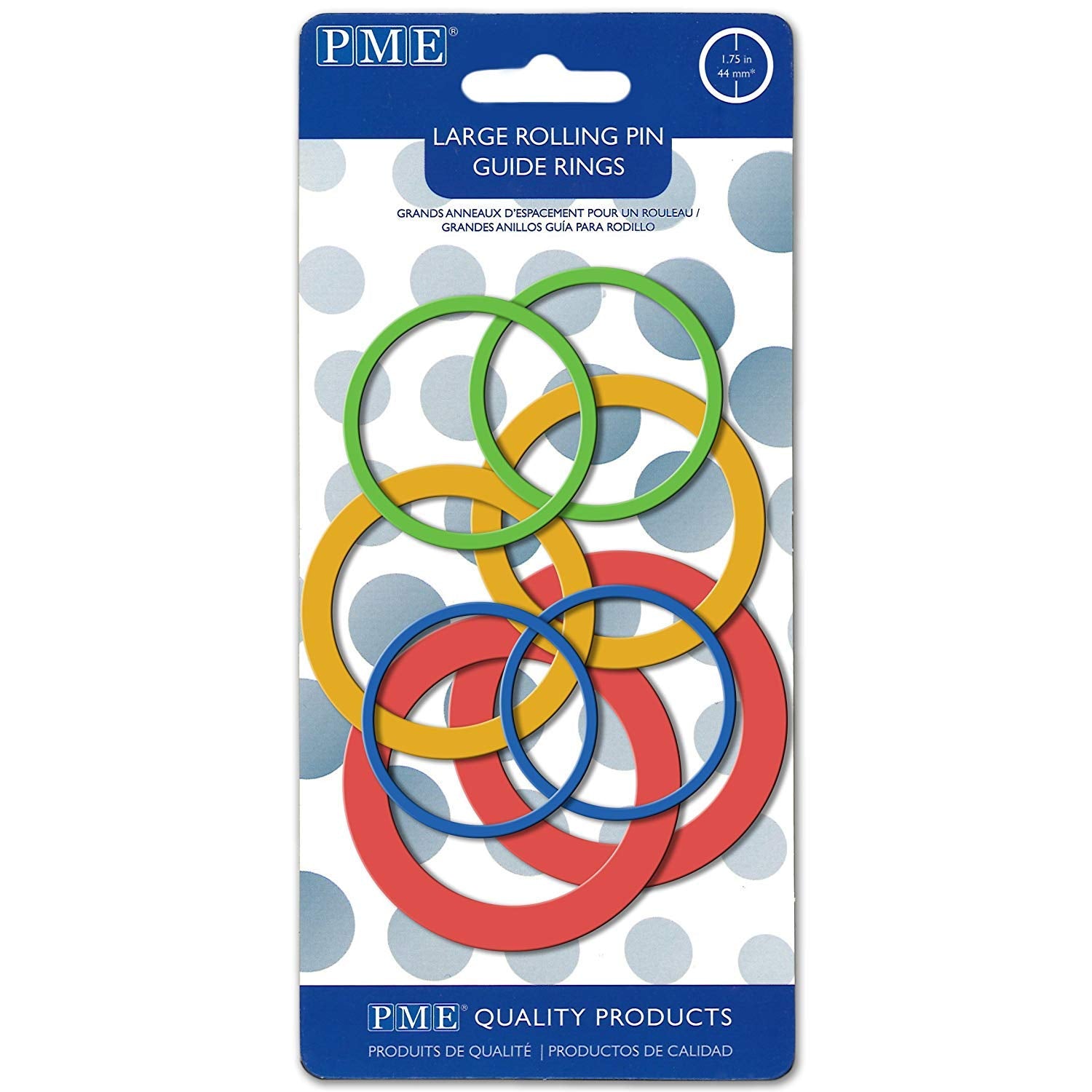 PME Large Rolling Pin Guide Rings - Standard Size, Multicolor Plastic, Model PPR01