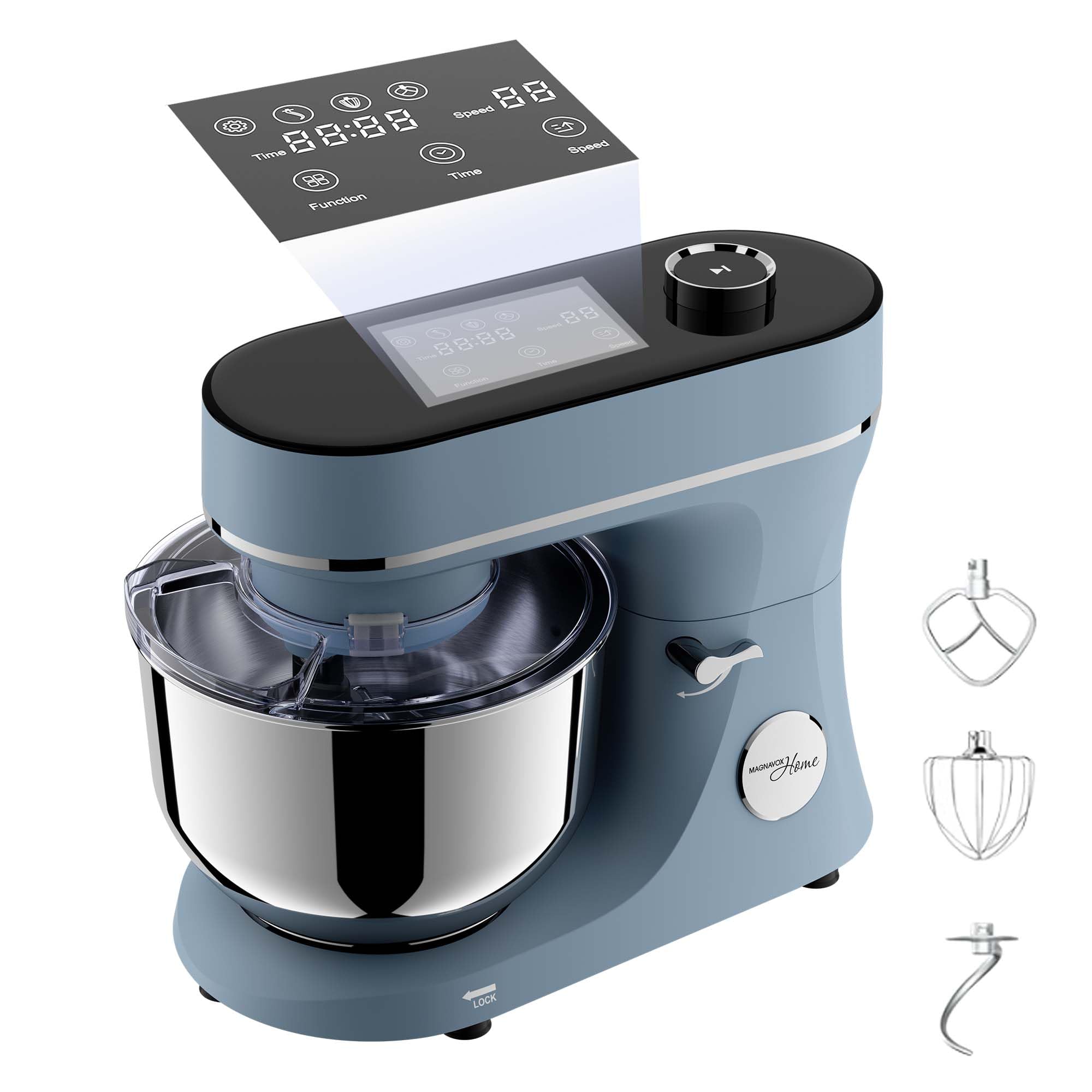 Magnavox Home, 6.3 qt Digital Touchscreen Stand Mixer, 11 Speeds, Blue