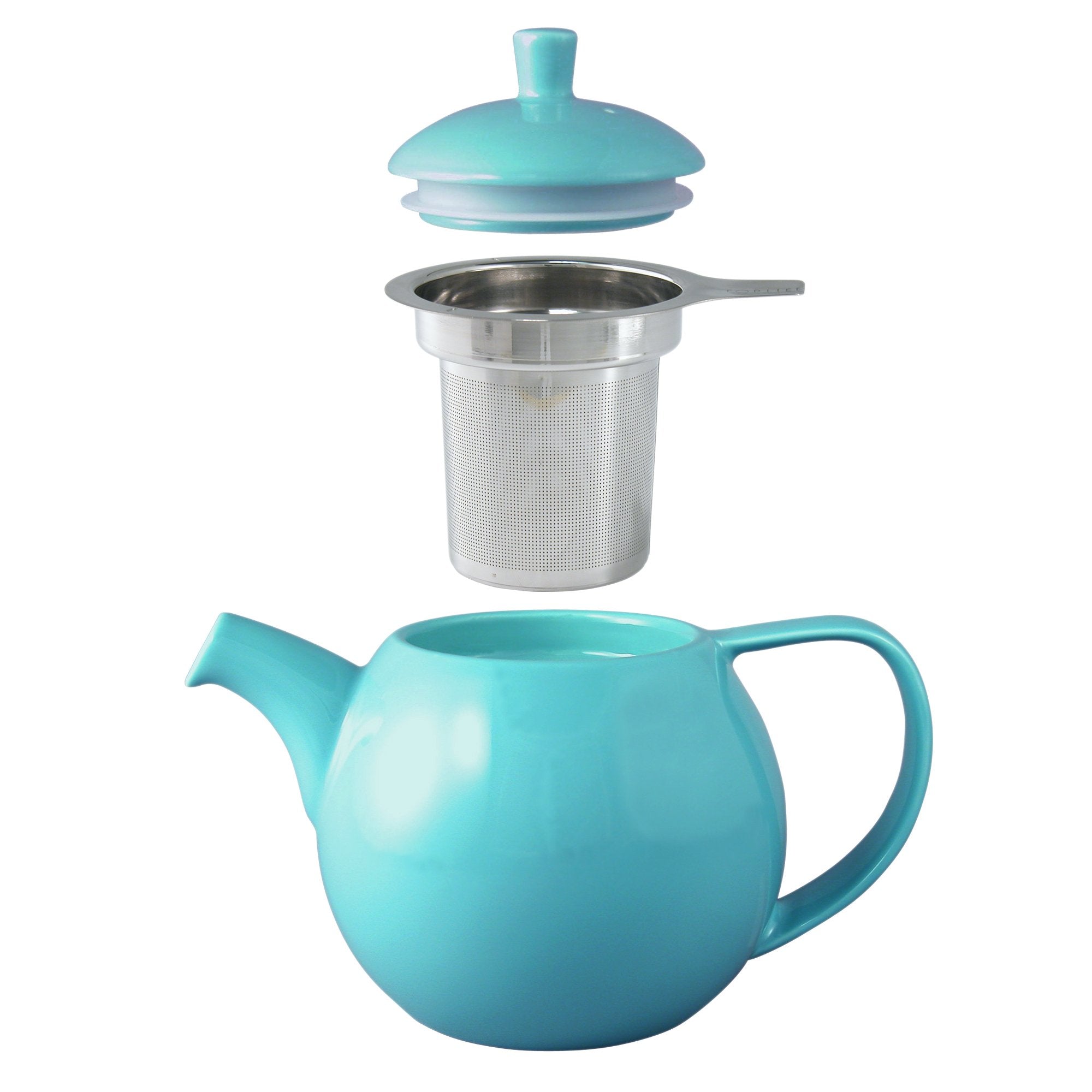 Forlife Curve Teapot With Infuser, 24-Ounce, Turquoise
