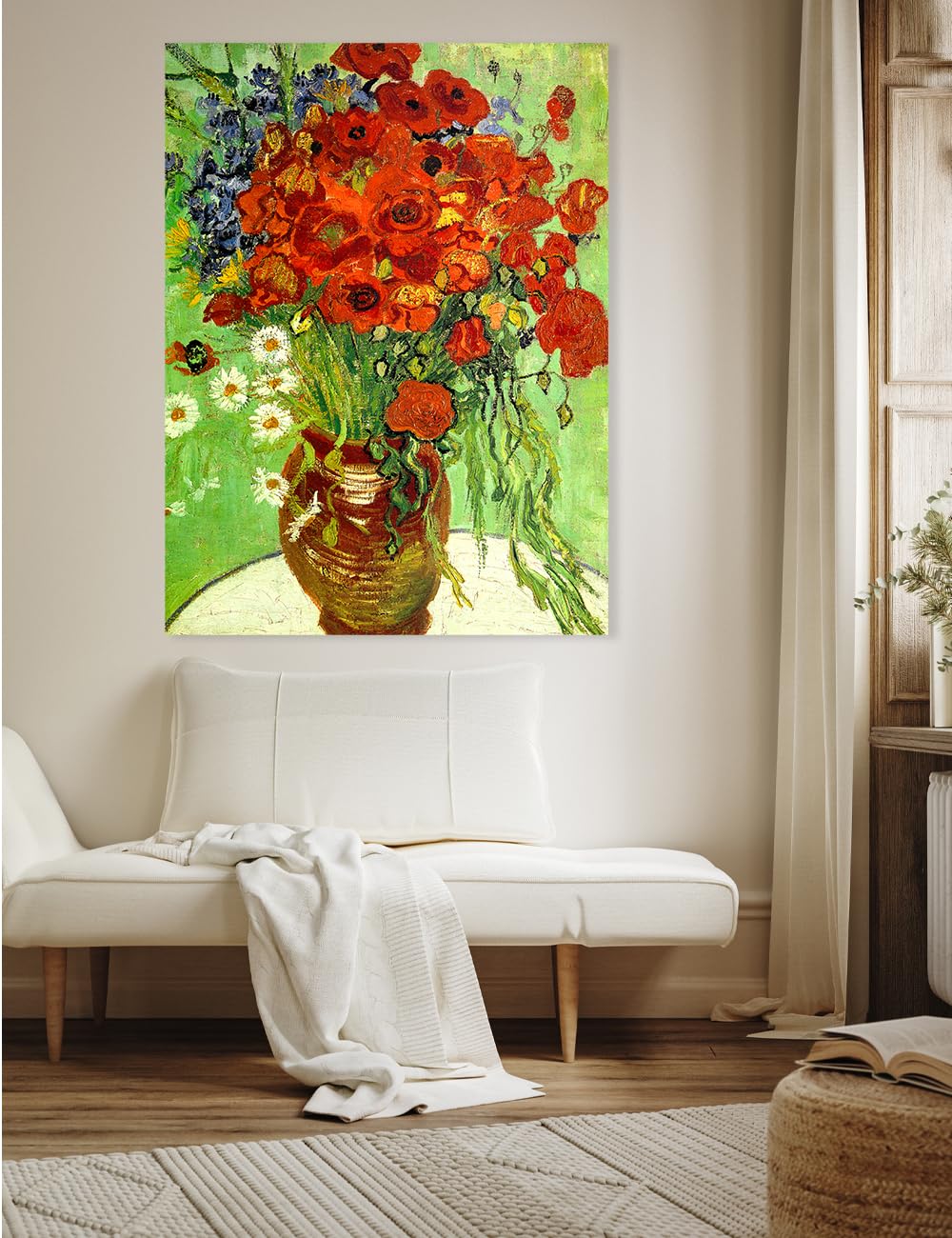 Decorarts - Red Poppies And Daisies By Vincent Van Gogh. Oil Painting Reproduction. Oversize Giclee Print On Canvas. Ready To Ha