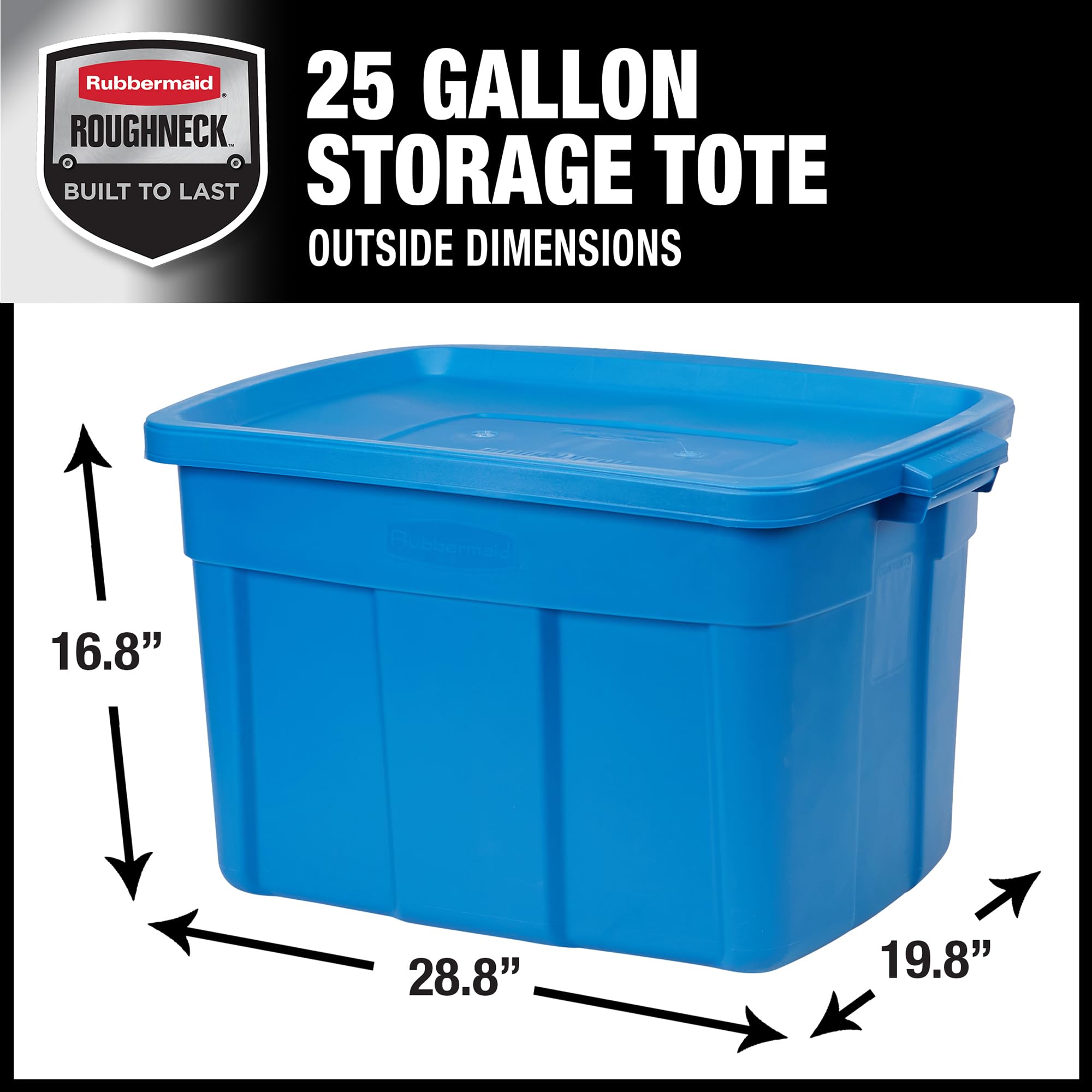 Rubbermaid Roughneck? 25 Gallon Storage Totes, Pack Of 4, Durable Stackable Storage Containers With Lids, Nestable Plastic Stora