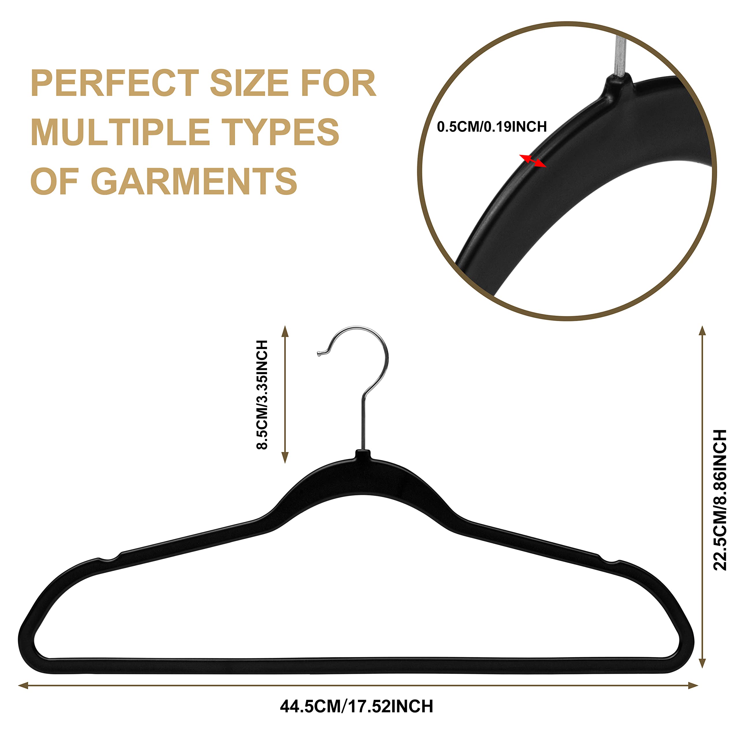 Quality Hangers Clothes Hangers 20 Pack - Non-Velvet Plastic Hangers For Clothes - Heavy Duty Coat Hanger Set - Space-Saving Clo