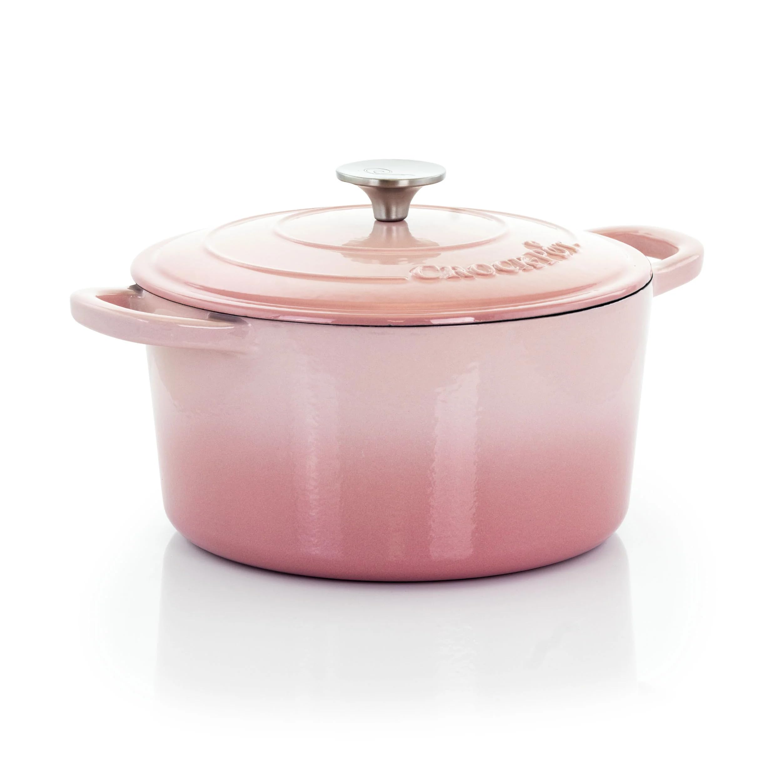 Crock-Pot Artisan 2 Piece 5 Quarts Enamled Cast Iron Dutch Oven In Blush Pink