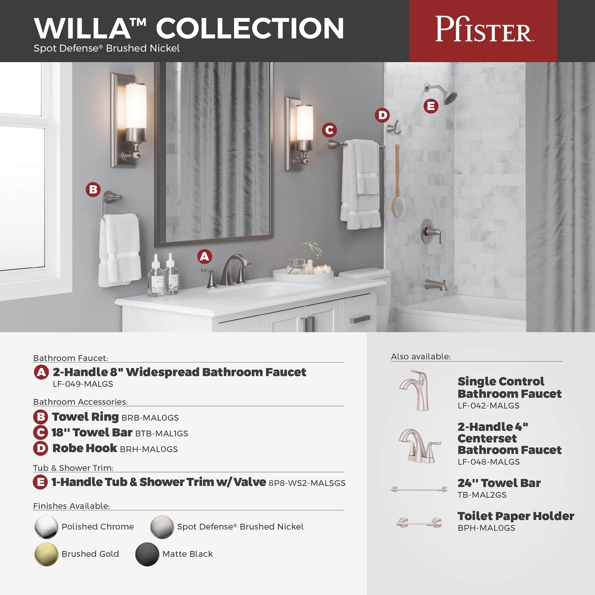 Pfister Willa Towel Ring, Hand Towel Holder For Bathroom, Wall-Mounted, Screw-In, Matte Black Finish, Brbwll0B