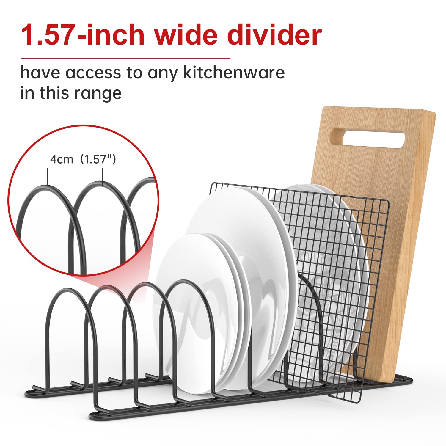 Jaq Baking Sheets Organizer, 13.5'' Kitchenware Dividers Holder For Plates, Pans, Cutting Boards, Muffin Tins, Pot Lids In Cabin