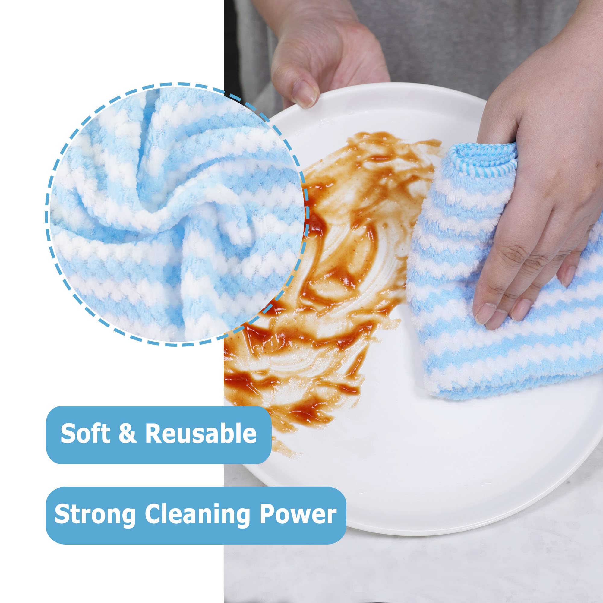 Microfiber Cleaning Cloth Absorbent Kitchen Towels Dish Cloths Washable 10 Pack 12  12In Reusable Cleaning Rags For Car Gardens