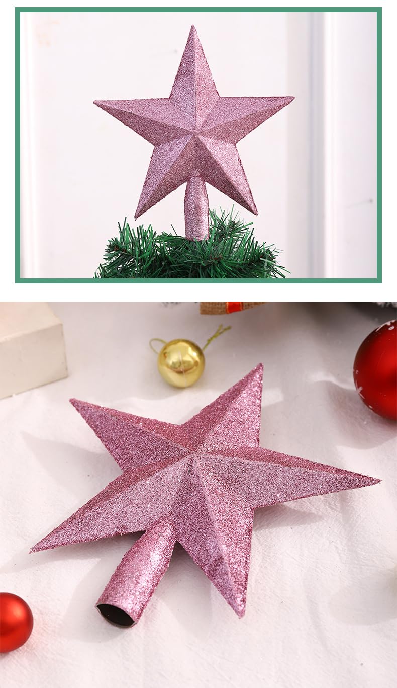 YYCRAFT Glitter Star Tree Topper 8 Inch Christmas Decoration-8,Pink