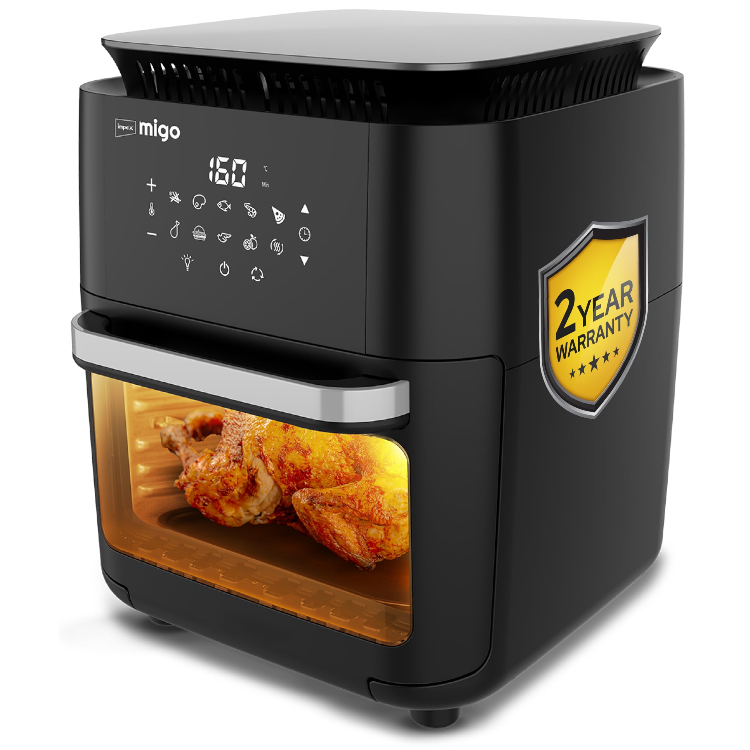 Impex 12L Air Fryer Oven 1800W | Otg Air Fryer For Home With Digital Display & 10 Preset Menu | Rotissery, Rotation Basket, Barb