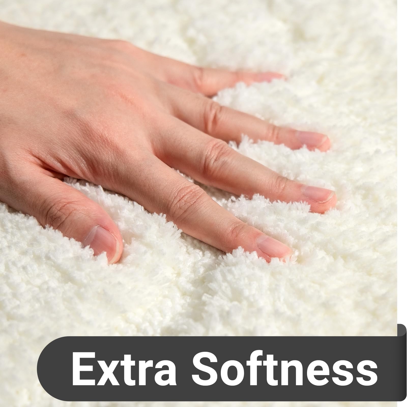 EXDE Bathroom Rugs Mat  Soft Plush Shaggy Microfiber Bath Rug  Non Slip Bath Mats for Bathroom Floor  Machine Washable Absorbent Carpet for Shower Tub  White 20''x32''
