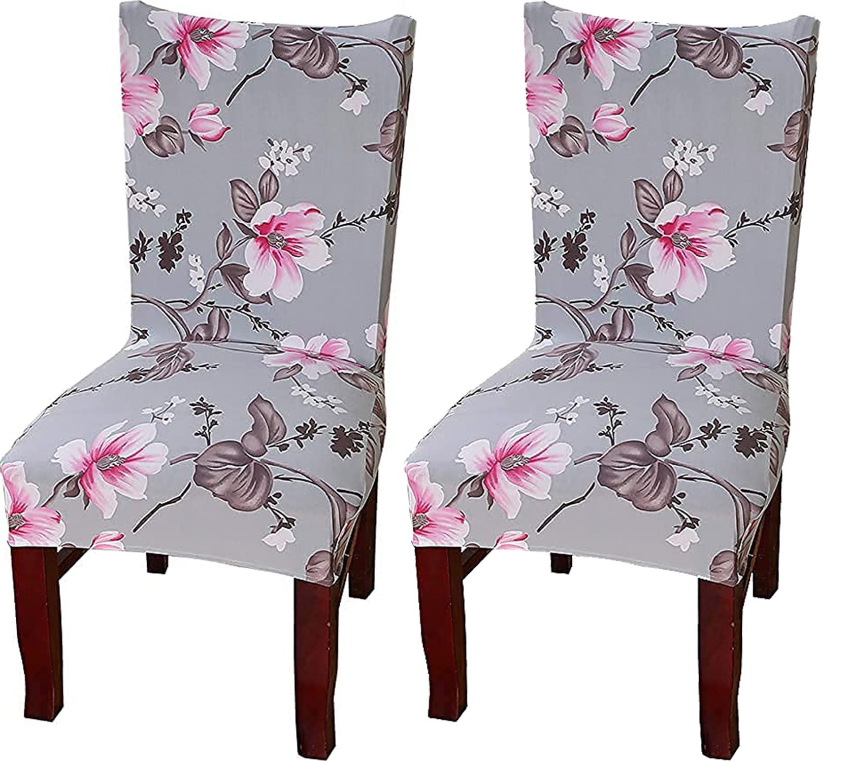 House Of Quirk Elastic Chair Cover Stretch Removable Washable Short Dining Chair Cover Protector Seat Slipcover (2 Chair Cover, 