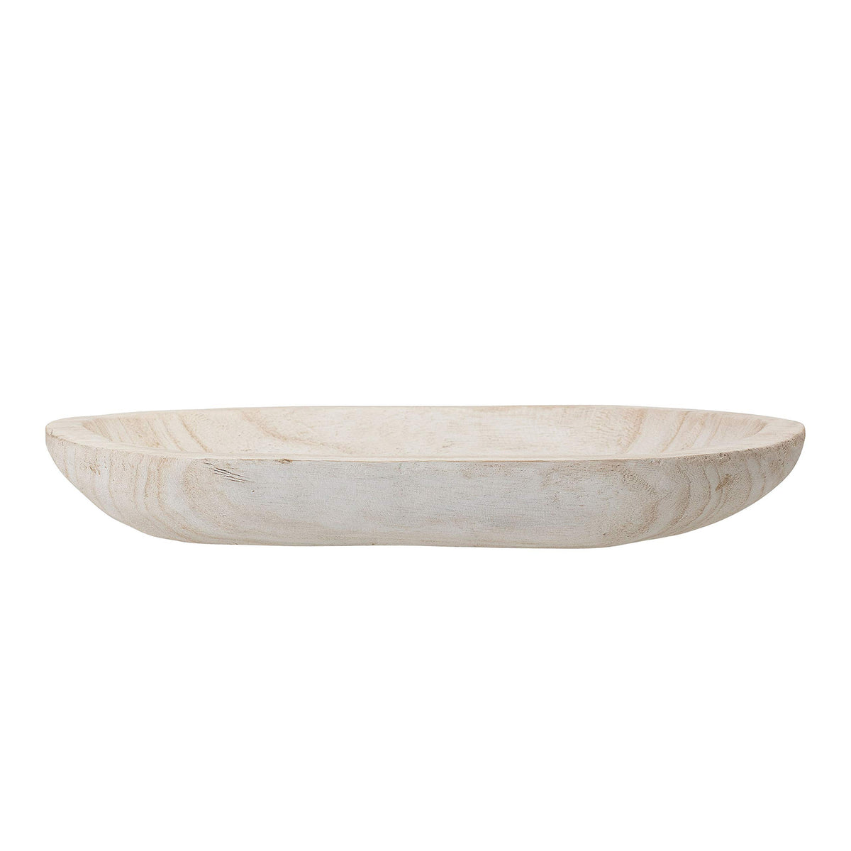 Bloomingville Hand-Carved Paulownia Wood Bowl With Whitewashed Finish