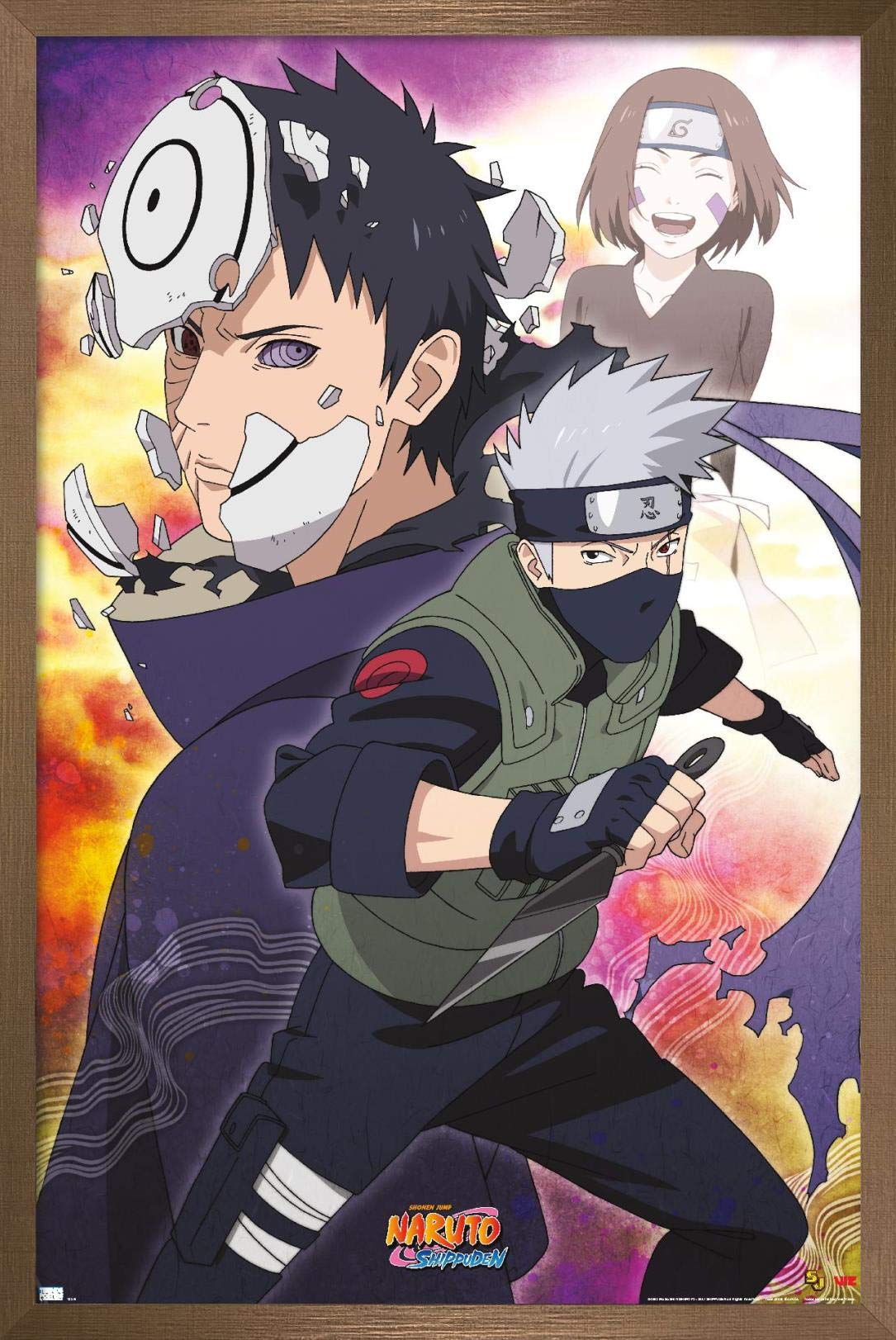 Trends International Naruto Shippuden - Kakashi Wall Poster, 14.725'' X 22.375'', Bronze Framed Version