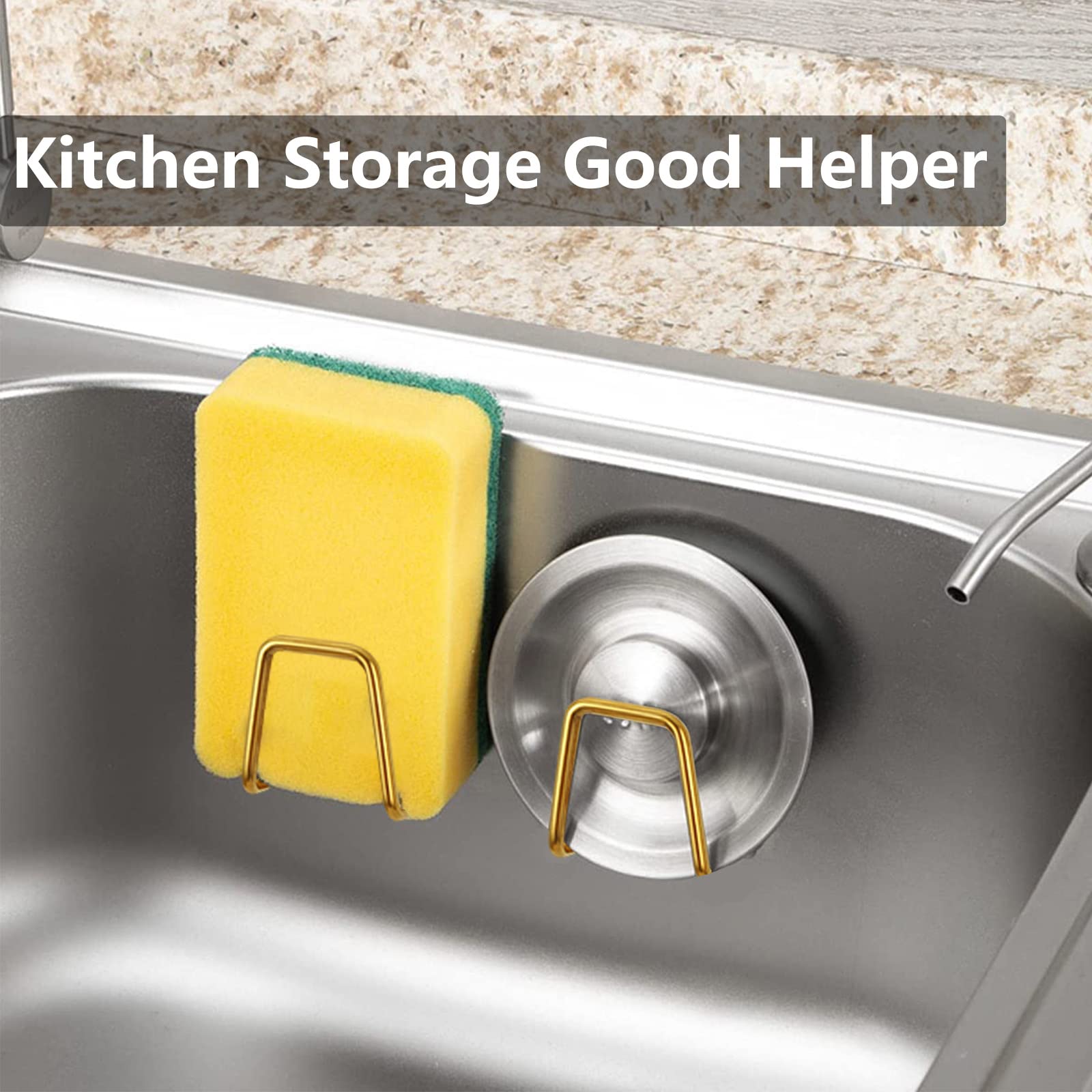 Blueden 2Pcs Adhesive Sponge Holder For Kitchen Sink Essentials,Stainless Steel Dish Sponge Holder For Sink Soap Sponge Holder,R