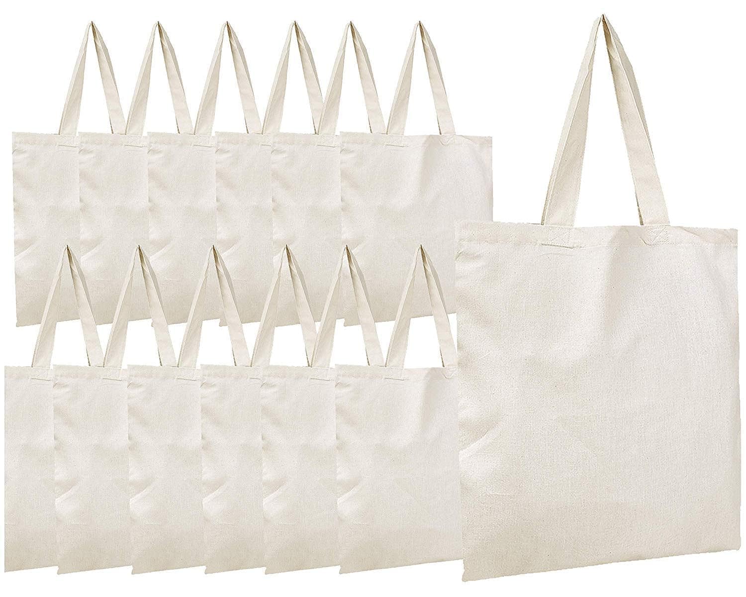 Simpli-Magic Canvas Tote Bags, 13''X15'', Pack Of 15, Natural