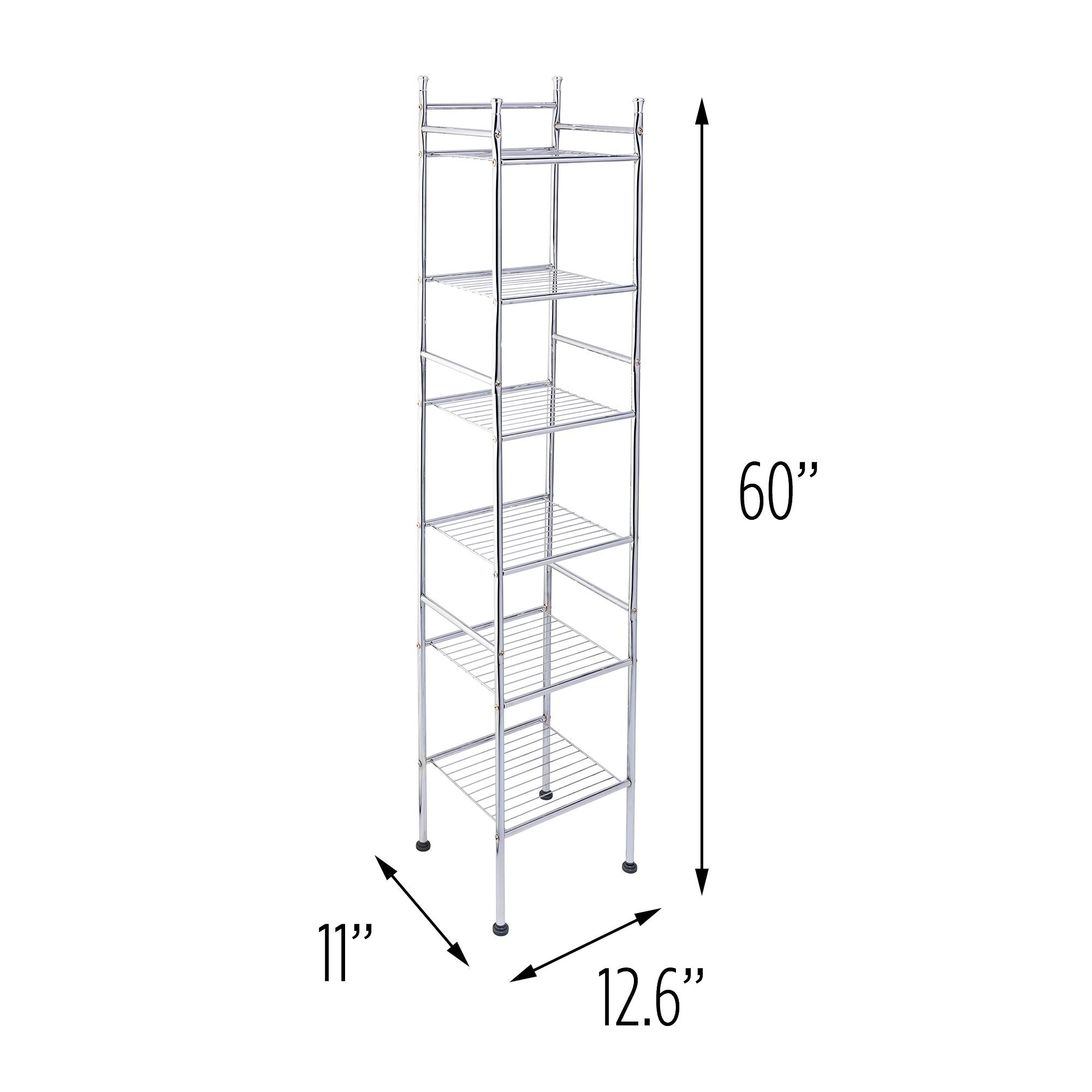 Honey-Can-Do Bth-03484 6 Tier Metal Tower Bathroom Shelf, 12.6 L X 11 W X 59.8 H, Chrome