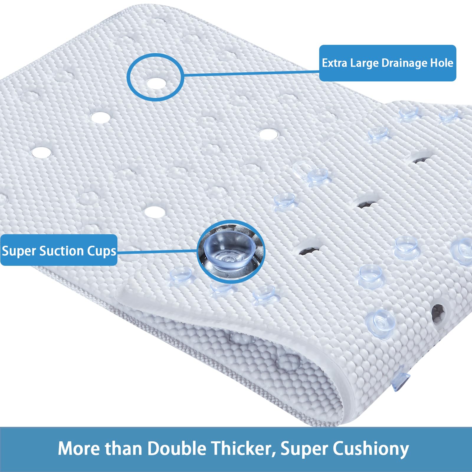 Webos Bathtub Mat Non Slip: Soft Safety Foam Bath Mat For Tub Suitable For Elderly And Kids Extra Large 17 X 36Inch With Drain H