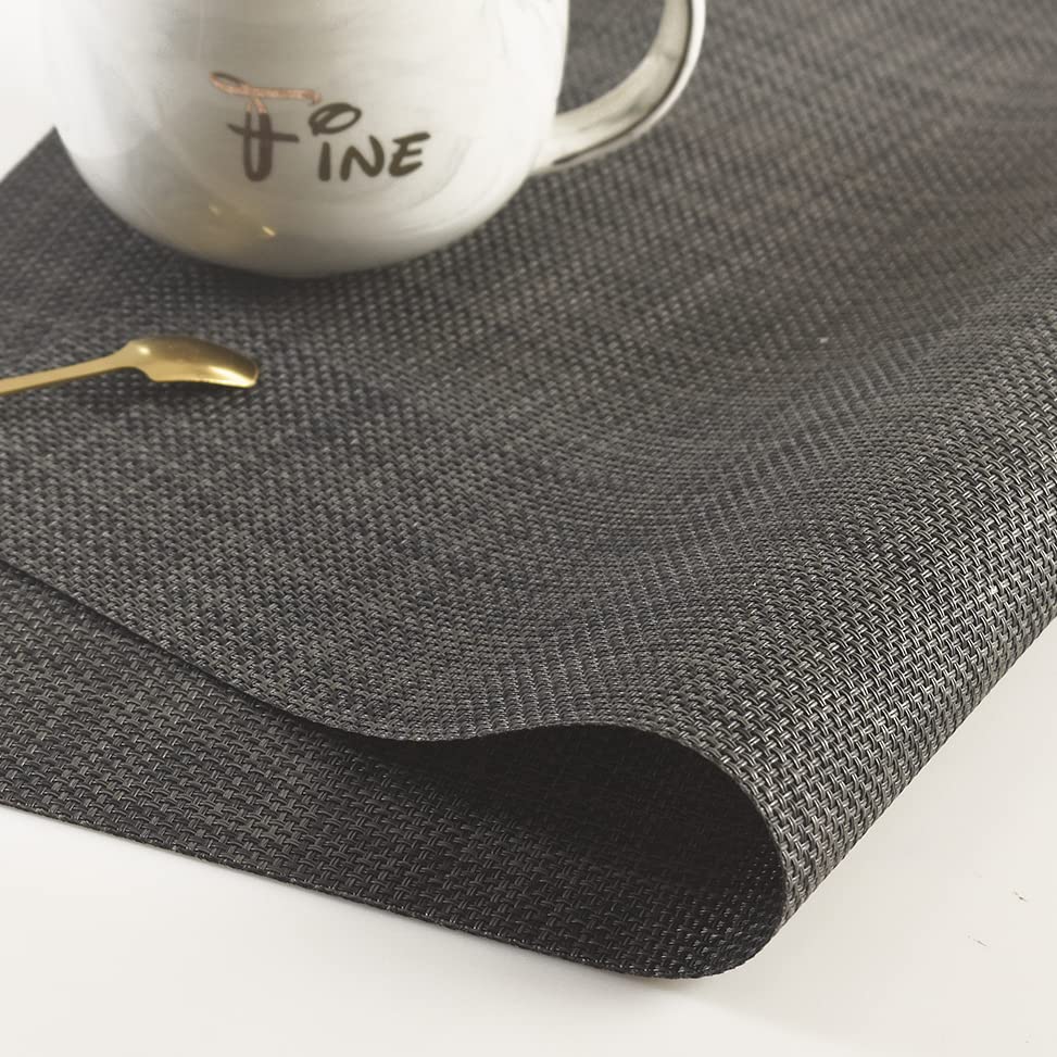 Homedge Pvc Placemat, 4 Pcs Of Non-Slip Heat Resistant Place Mats, Washable Vinyl Placemats, Set Of 4 -Black