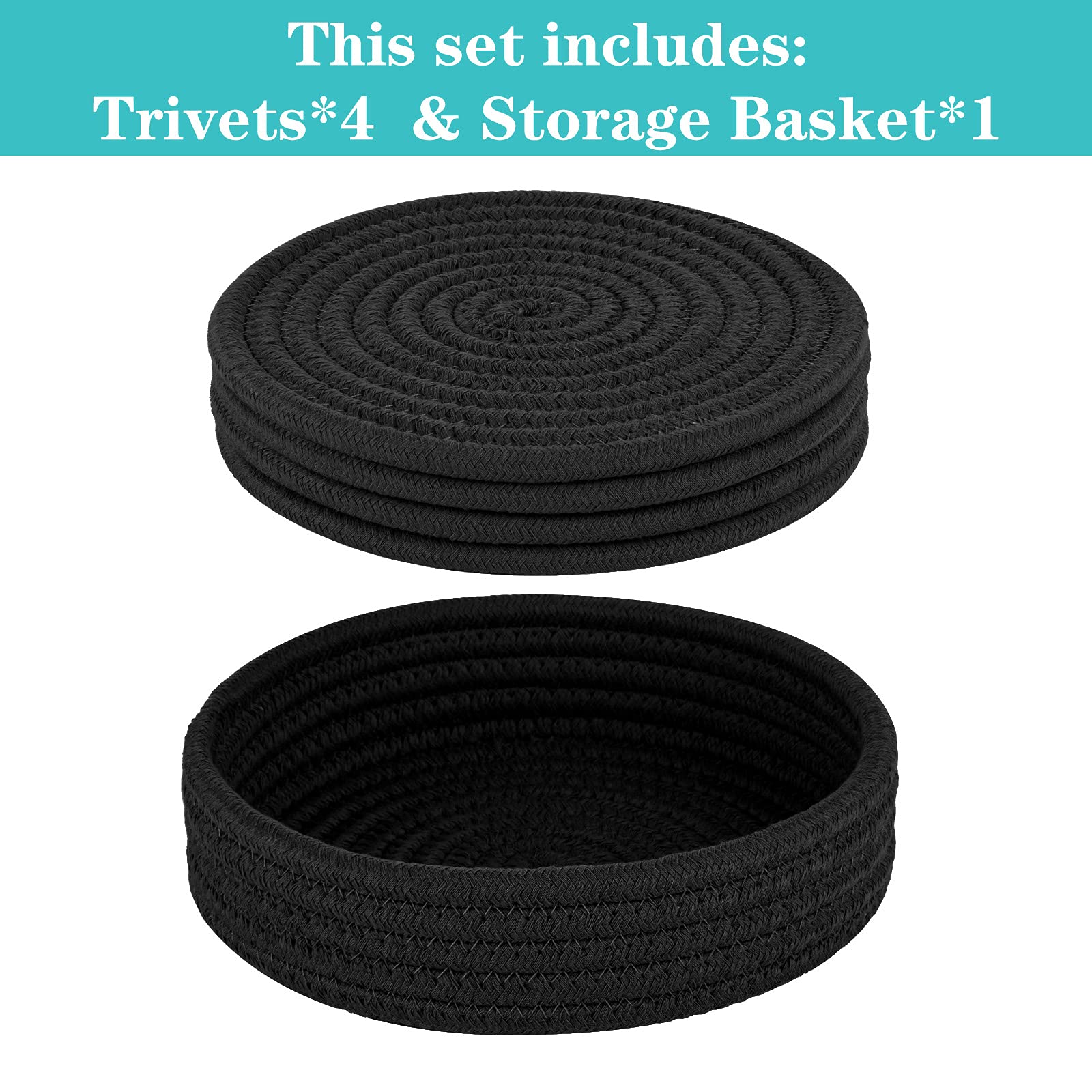Trivets For Hot Dishes, Trivets For Hot Pots And Pans, Heat Resistant Hot Pads With Storage Basket, Pot Holders For Kitchen, Hom