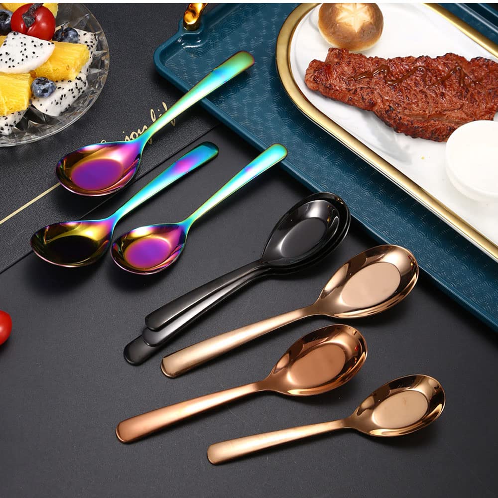 5 Pcs Soup Spoon,Stainless Steel Spoon, Mirror Finish Spoons,Kitchen Serving Spoons,Dessert Spoon,Coffee Spoon,Ice Cream Spoons