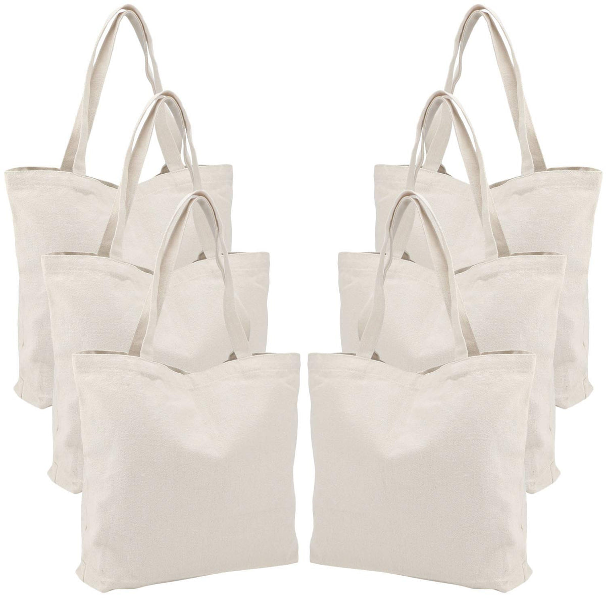 Segarty Canvas Tote Bag, 6 Pack Cotton Heavy Duty Handy Reusable Washable Grocery Shopping Cart Trolley Bags Folding Economical