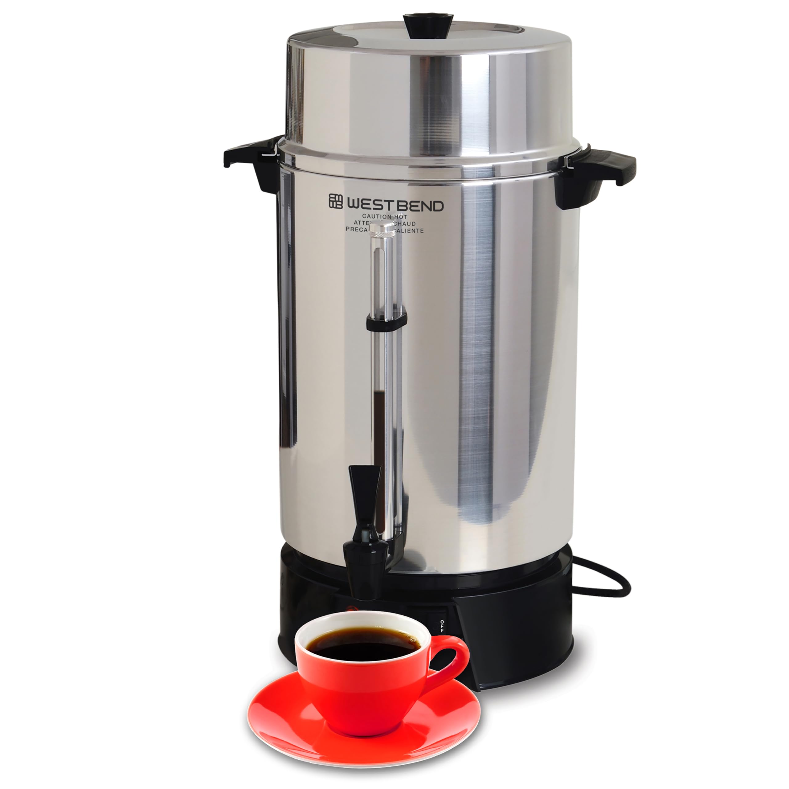 West Bend 33600 Coffee Urn Commercial Highly-Polished Aluminum NSF Approved Features Automatic Temperature Control Large Capacit