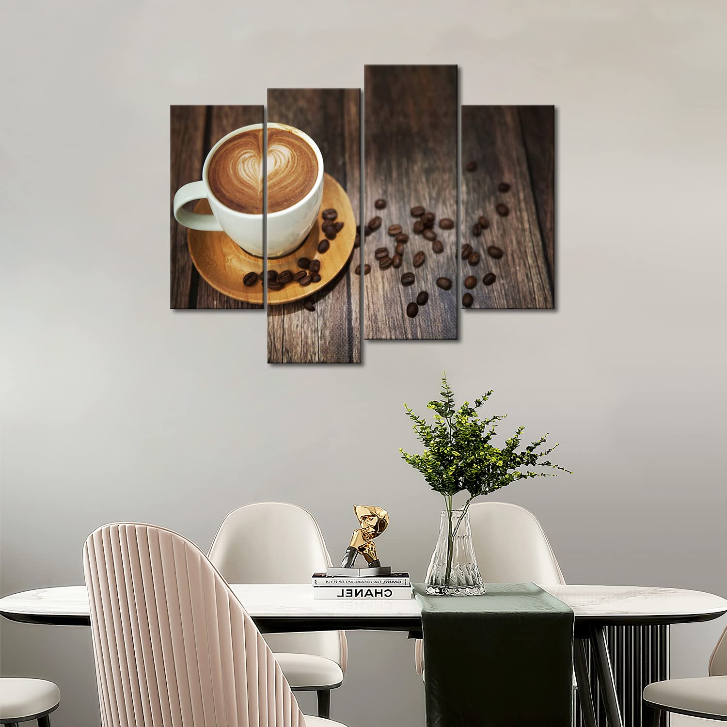 Brown Coffee with Heart Pattern in White Cup Wall Art Painting The Picture Print On Canvas Food Pictures for Home Decor Decoration Gift