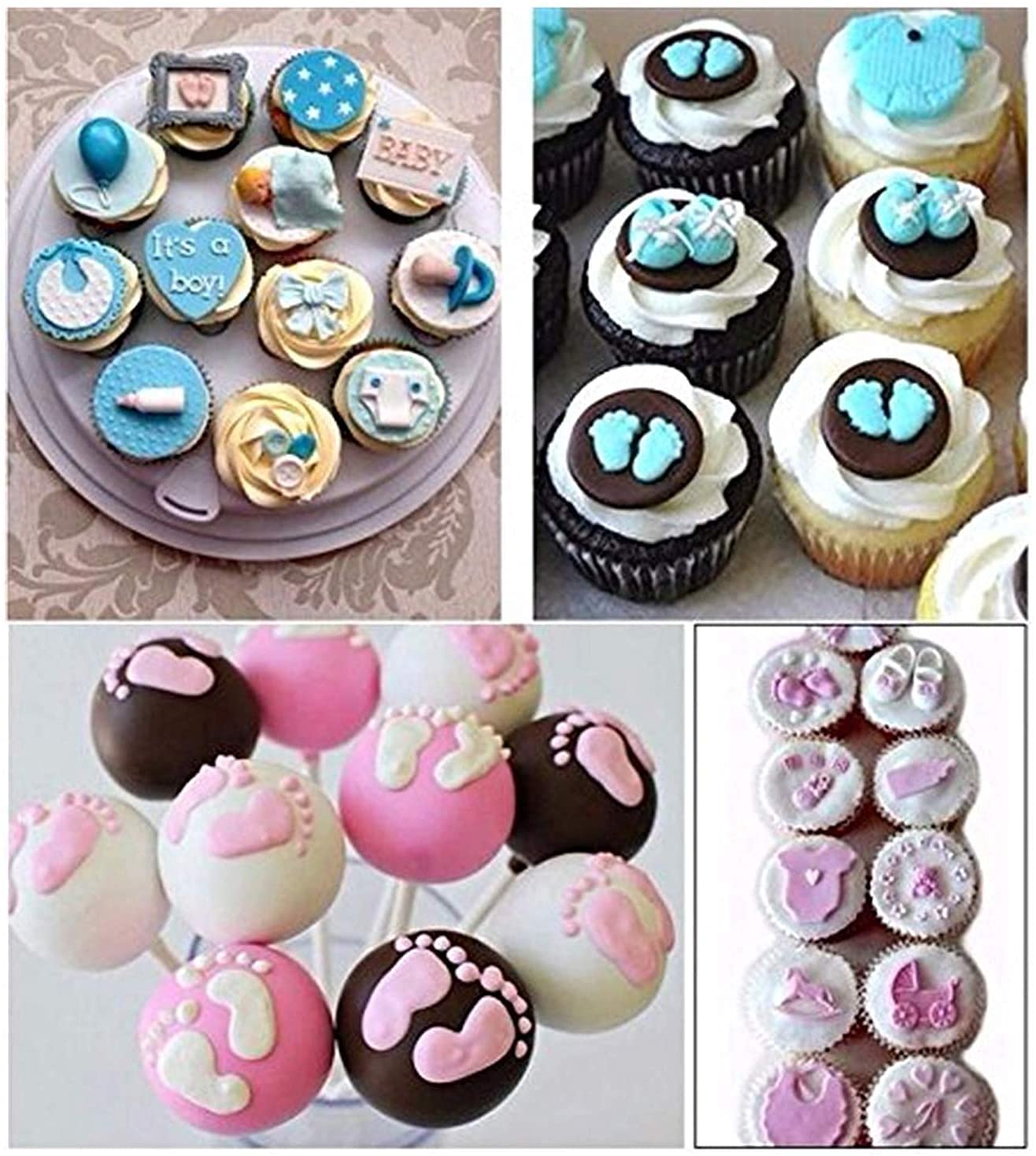 6 Pcs Cute Baby Silicone Molds Set For Baby Shower Gender Reveal Party Diy Fondant Candy Making Chocolate Kitchen Baking Mold De