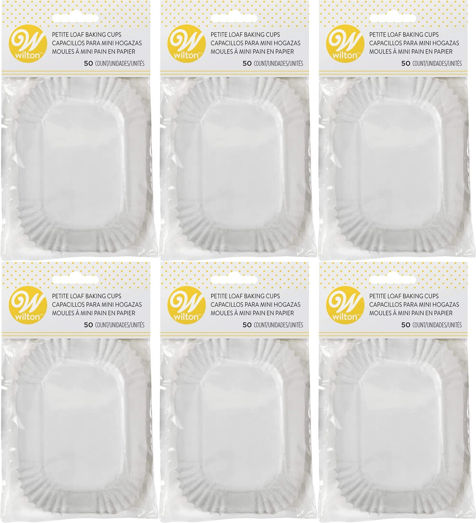 Wilton Baking Cups White Petite Loaf 50 Pack (6-Pack)