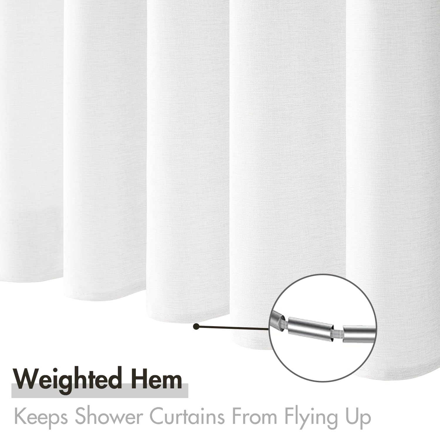 Miulee Extra Long Linen Shower Curtain 90 Inches Long With 12 Metal Hooks Washable Heavy Fabric Shower Curtain Set Waterproof Th