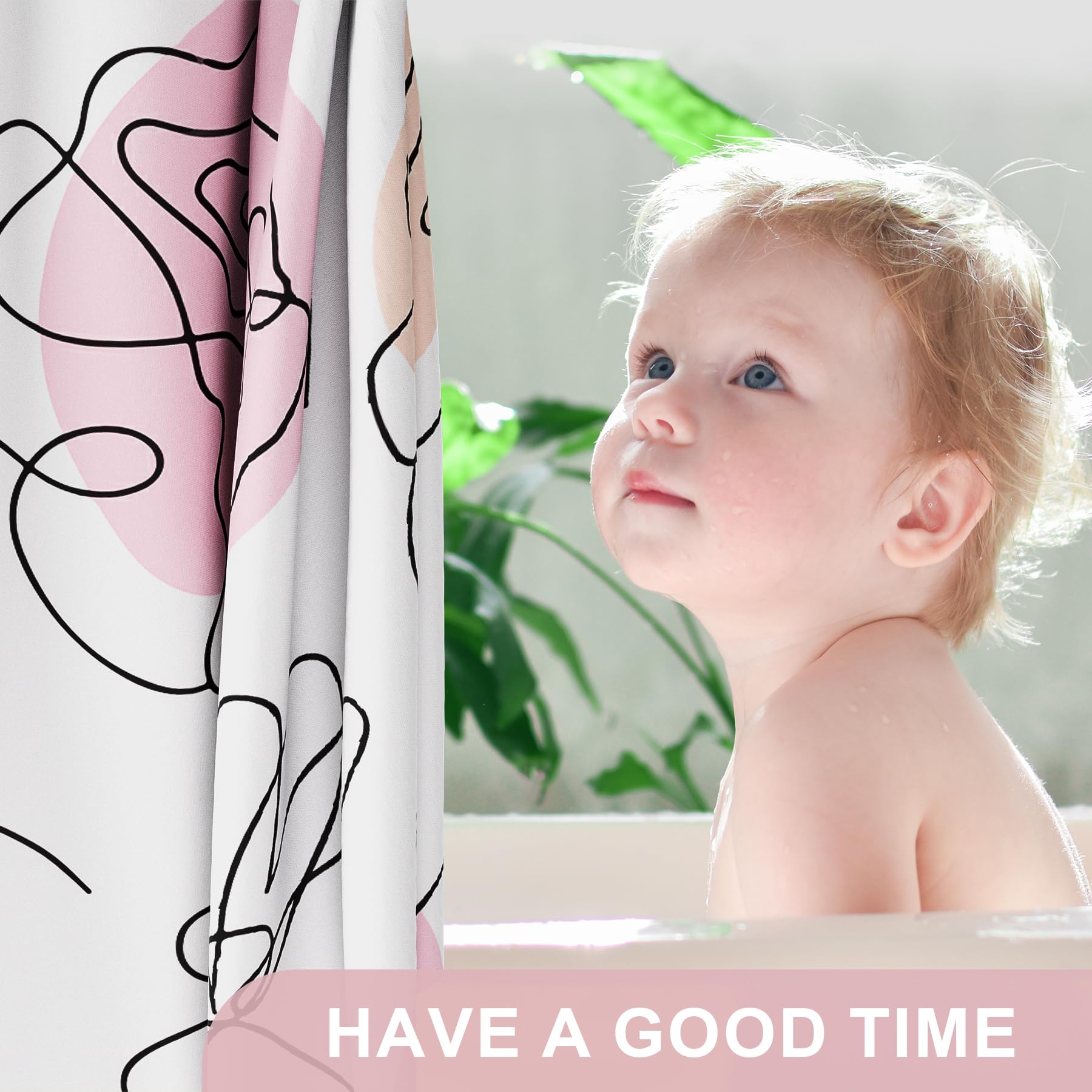 Amazerbath Floral Shower Curtain, 72''X72'' Washable Cloth Spring Black Ink Blooms Shower Curtain With 12 Metal Hooks, Farmhouse