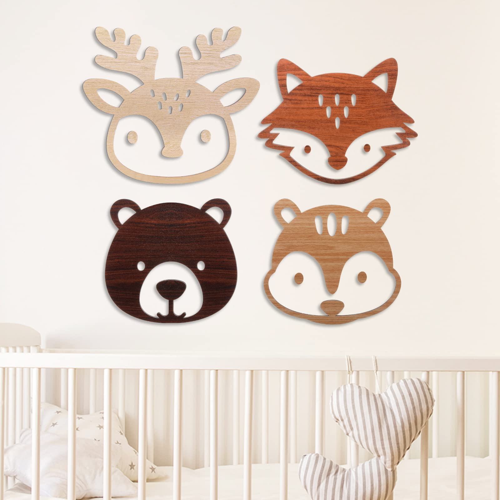 Hoteam Woodland Nursery Decor, Wooden Forest Animal Wall Decoration Woodland Baby Shower Decorations Nursery Decor for Rustic Fa