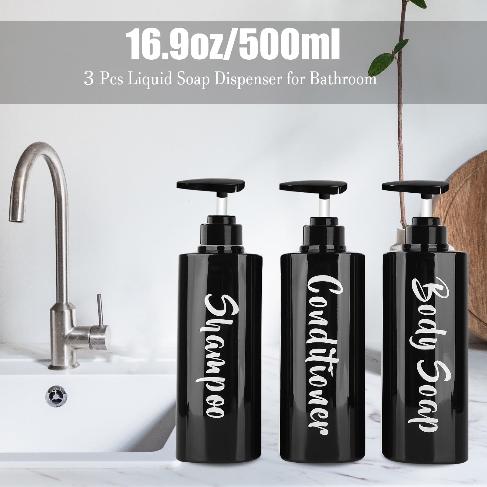 Aumio 16.9Oz Shampoo Dispenser For Shower Wall 3 Chamber, Drill Free Shampoo And Conditioner Dispenser Wall Mounted Shower Soap